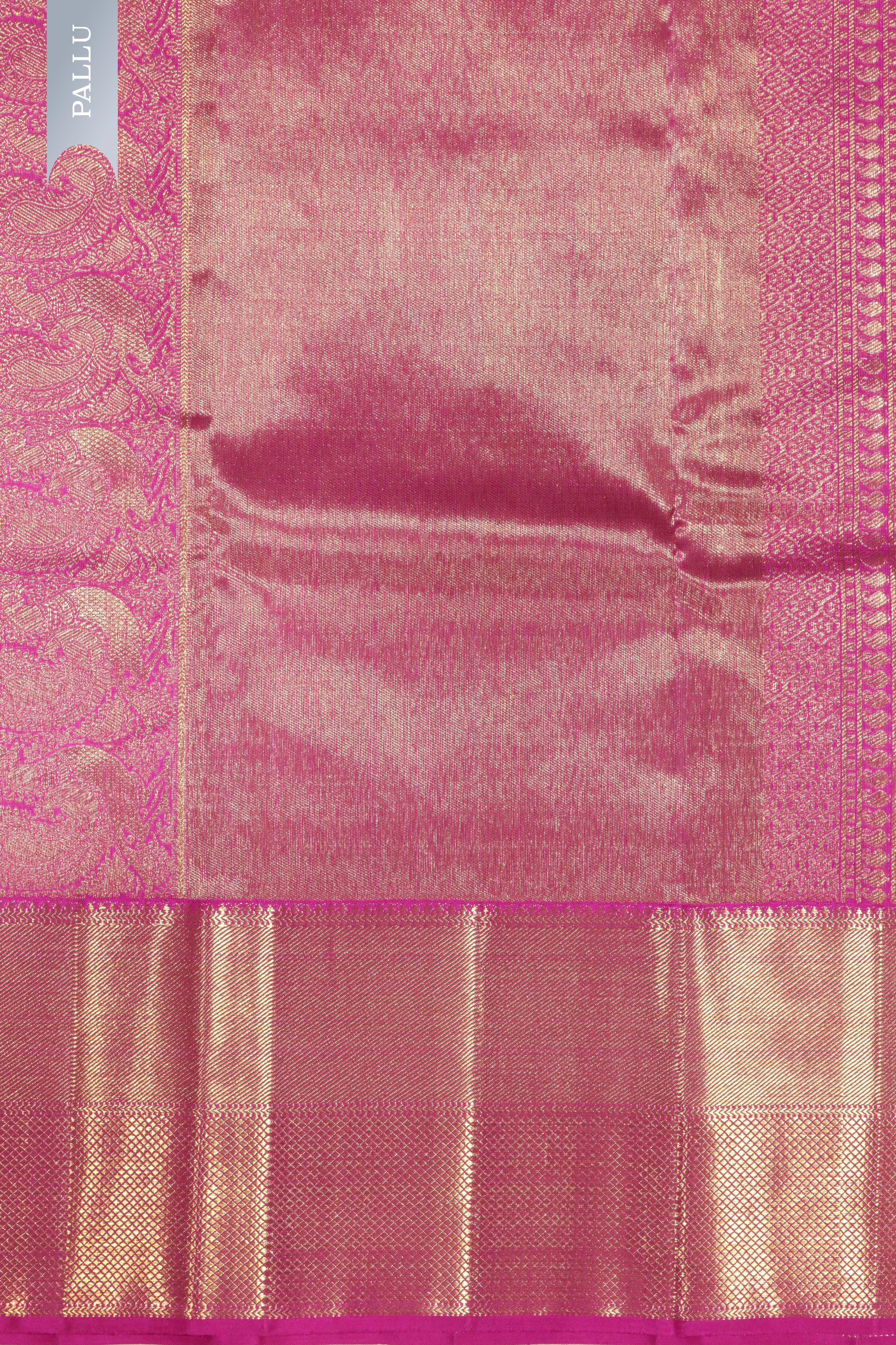 Turquoise Blue Kanchipuram Silk Saree with Zari Stripes, Buttas & Contrast Border