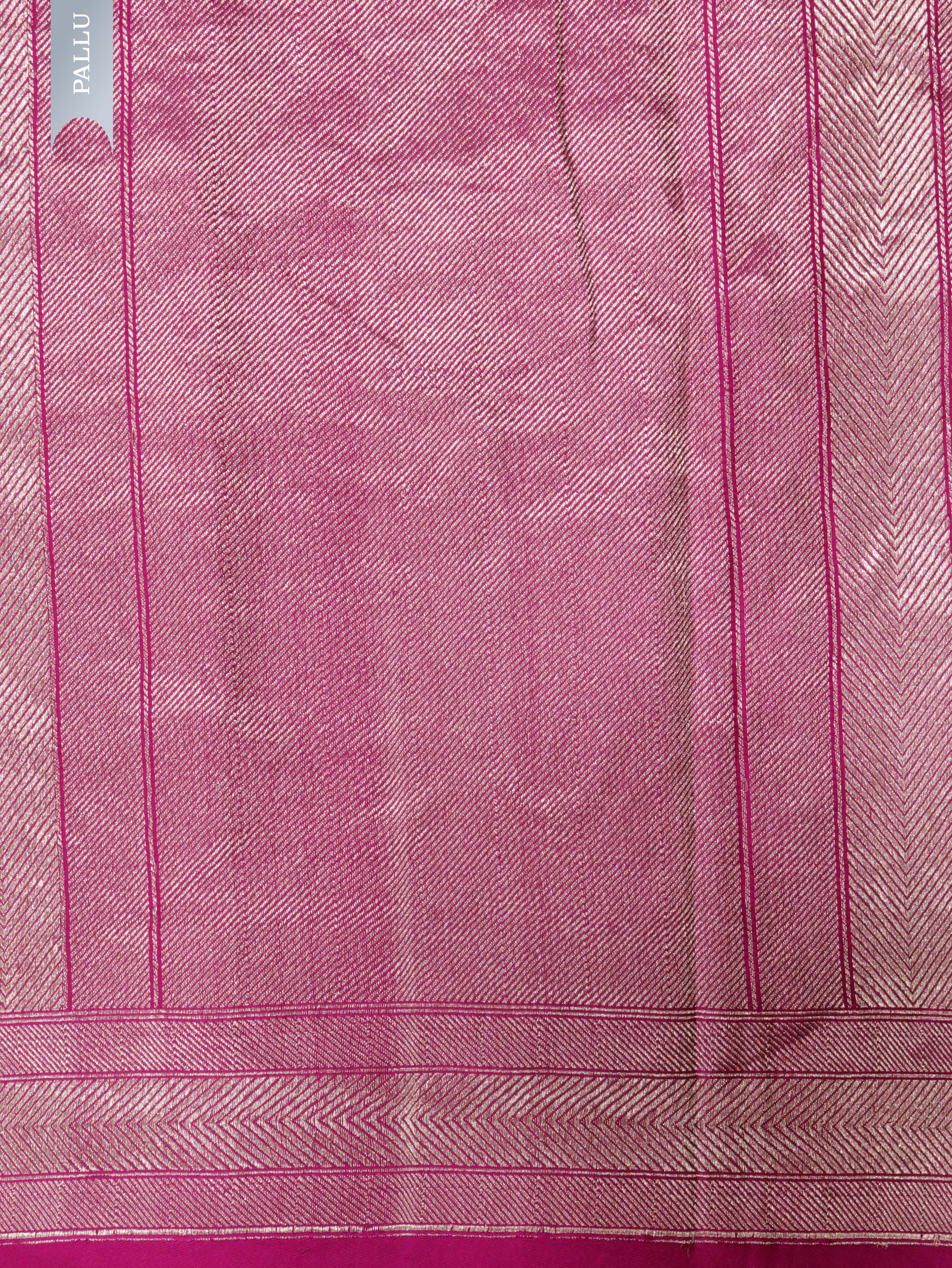 Rani Pink Banarasi Mushroom Silk Saree with Silver Zari Tiger Jaal**