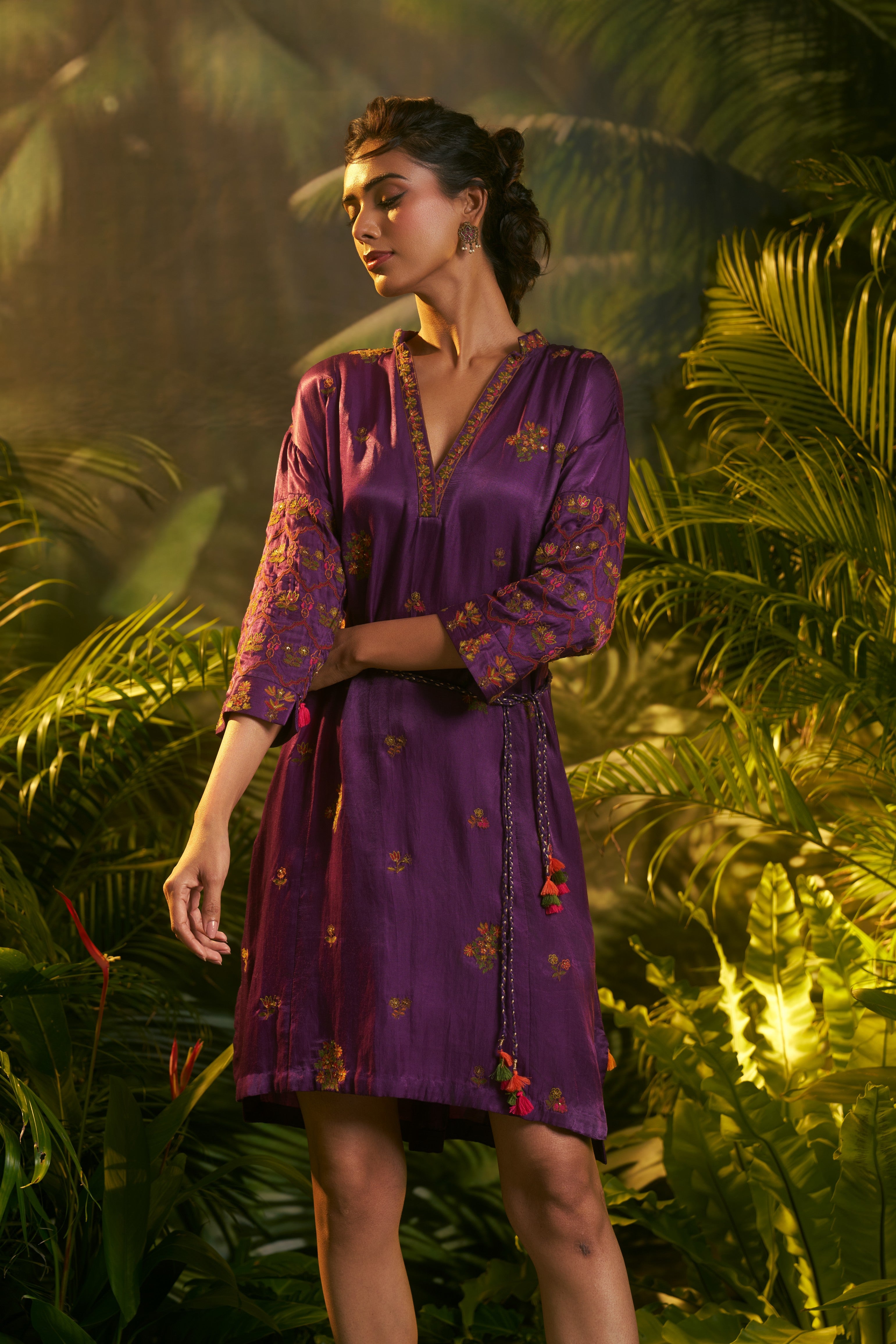 Purple embroidered Co-ord Set