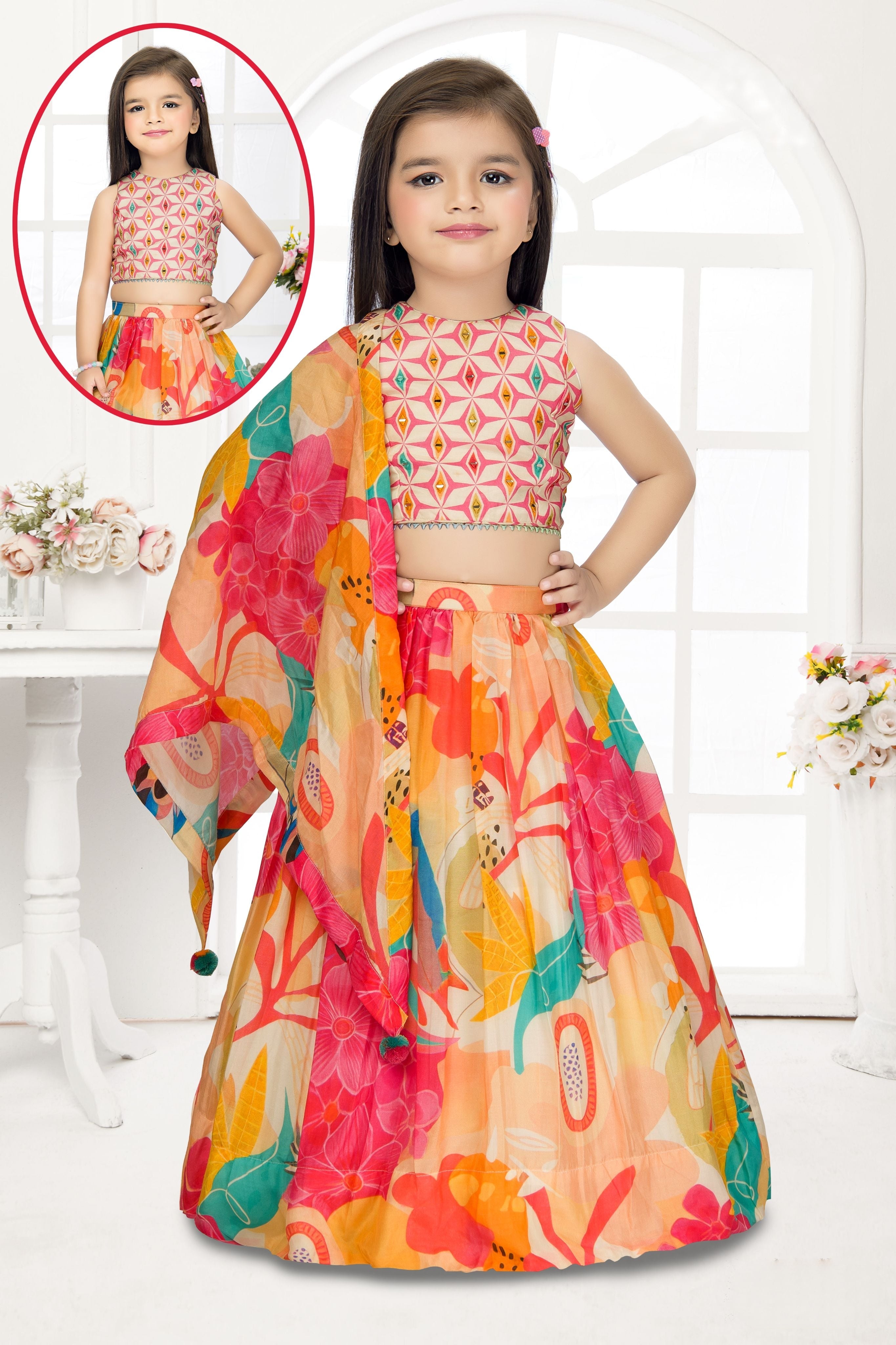 Vibrant Bloom Lehenga Set  Mokshaa