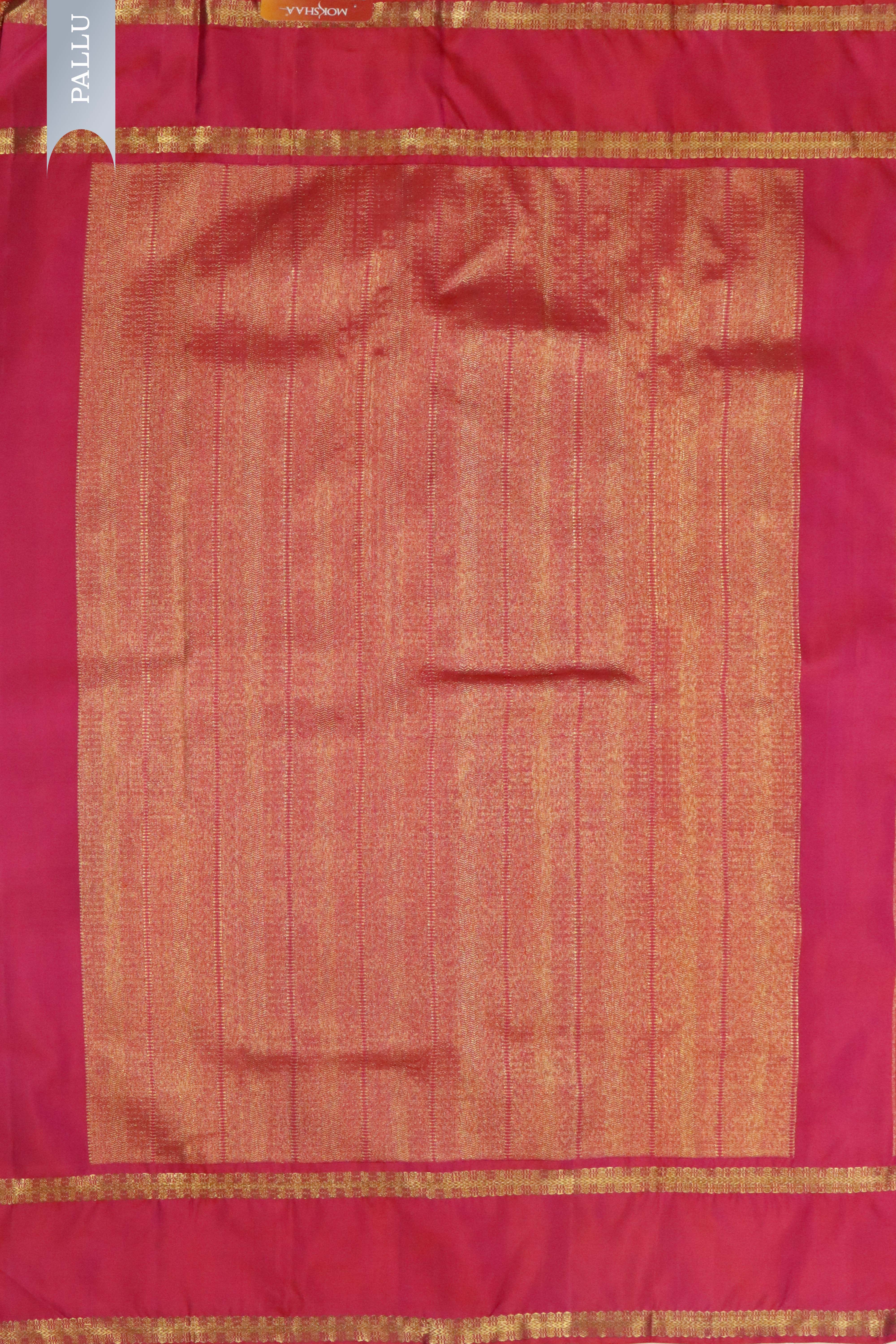 Magenta Kanchipuram Silk Saree with Gold Zari Motifs and Contrast Border