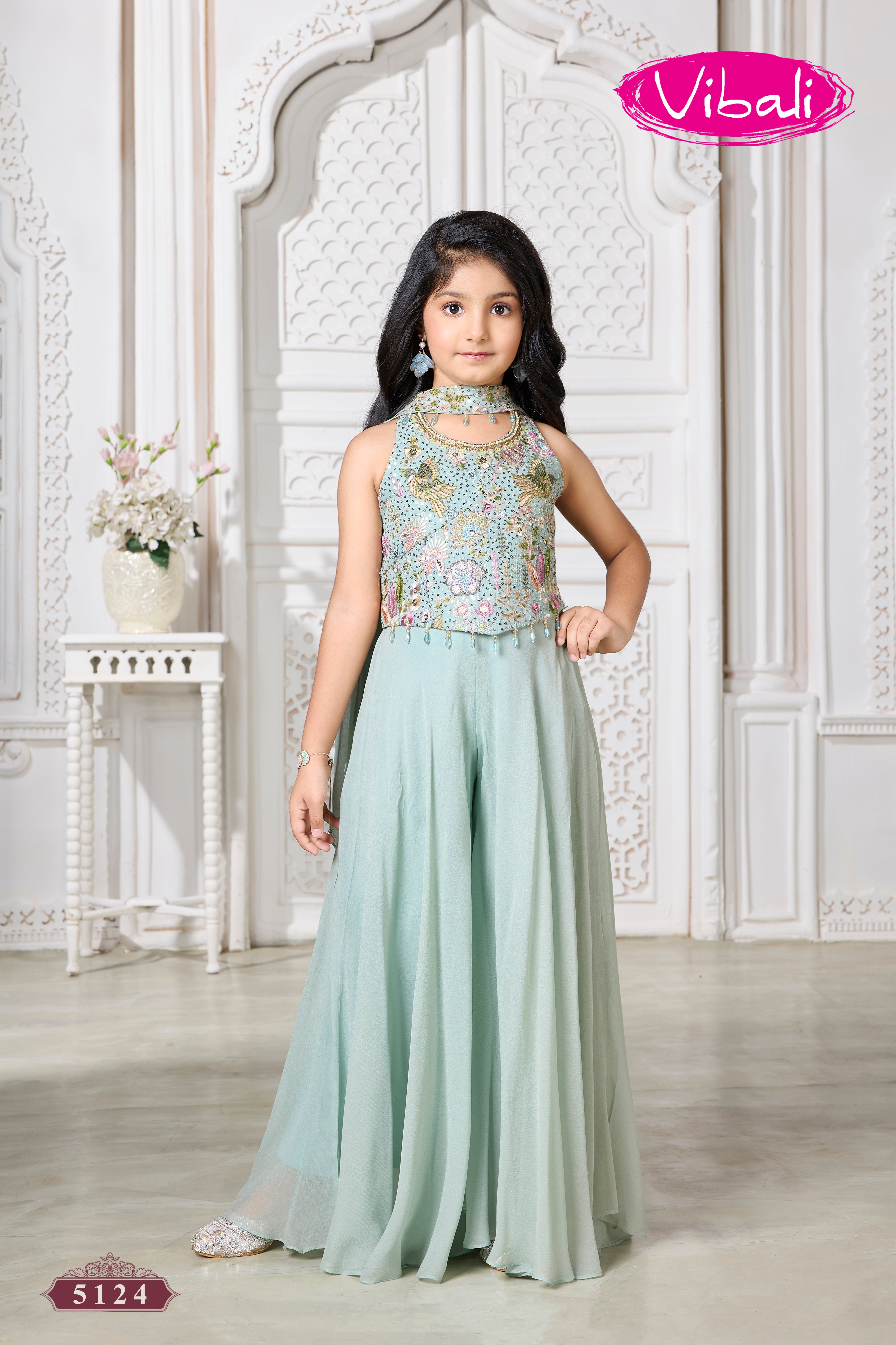 Light Blue Georgette Palazzo Set