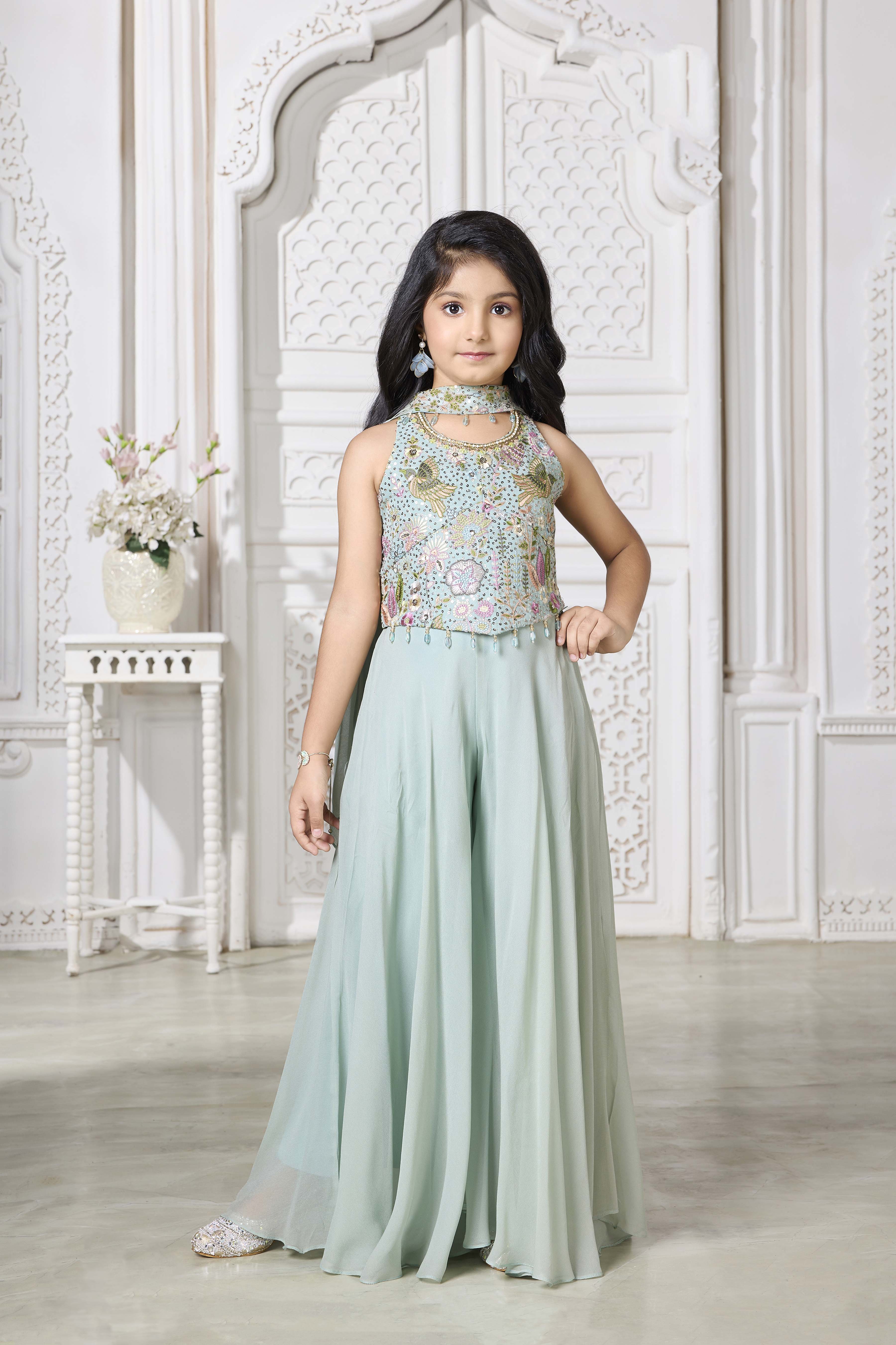 Light Blue Georgette Palazzo Set