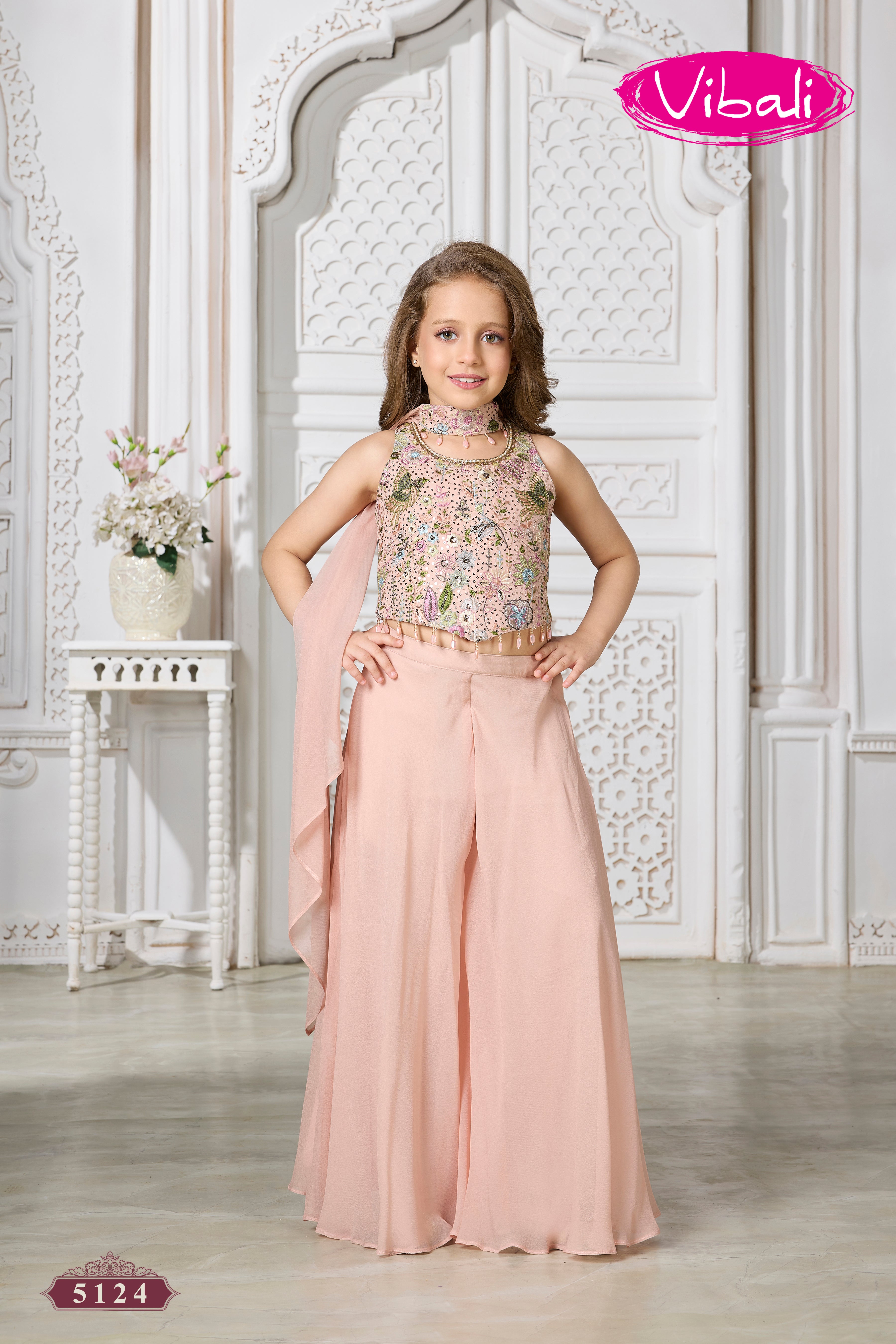 Peach Georgette Palazzo Set