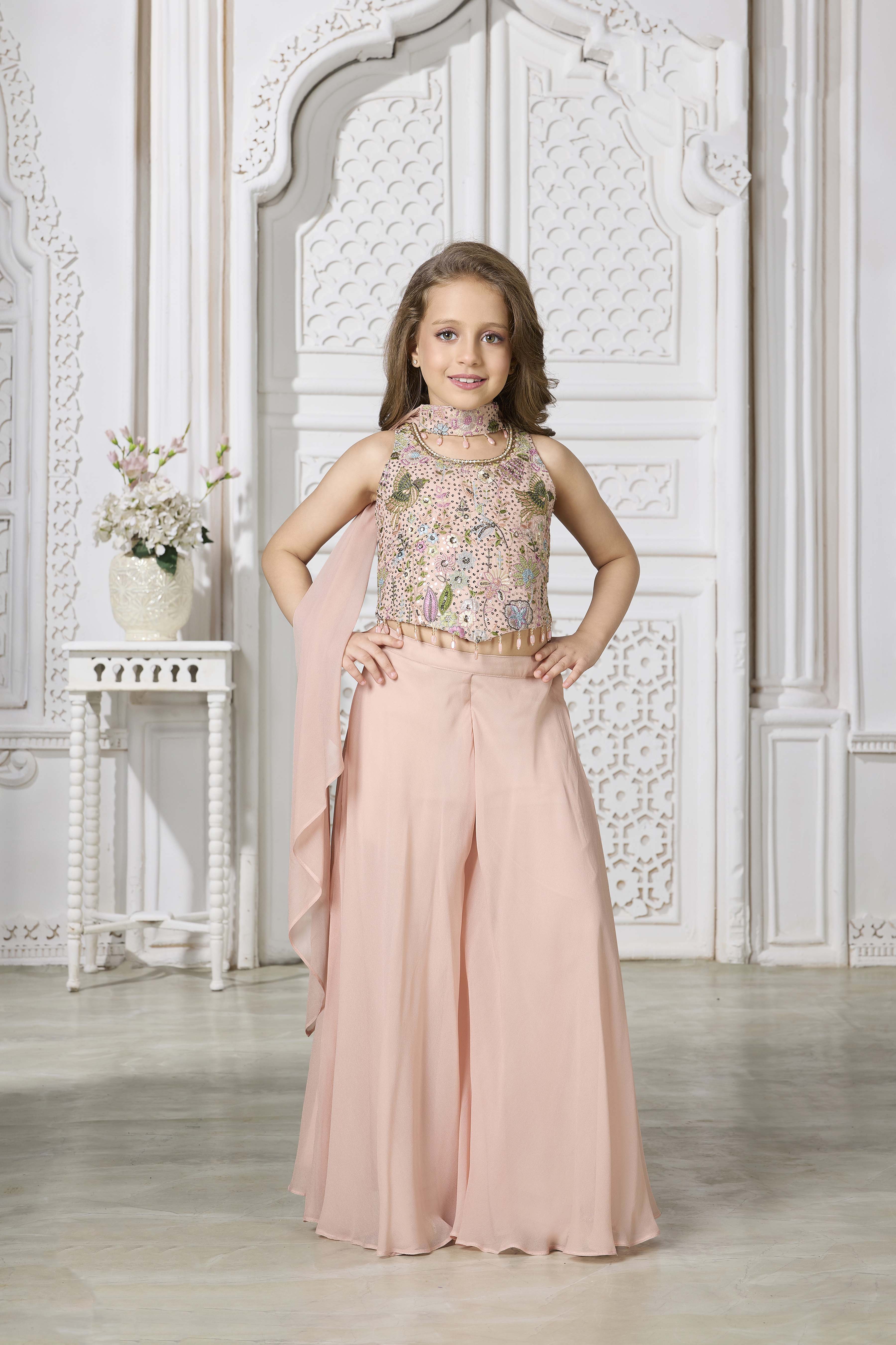 Peach Georgette Palazzo Set