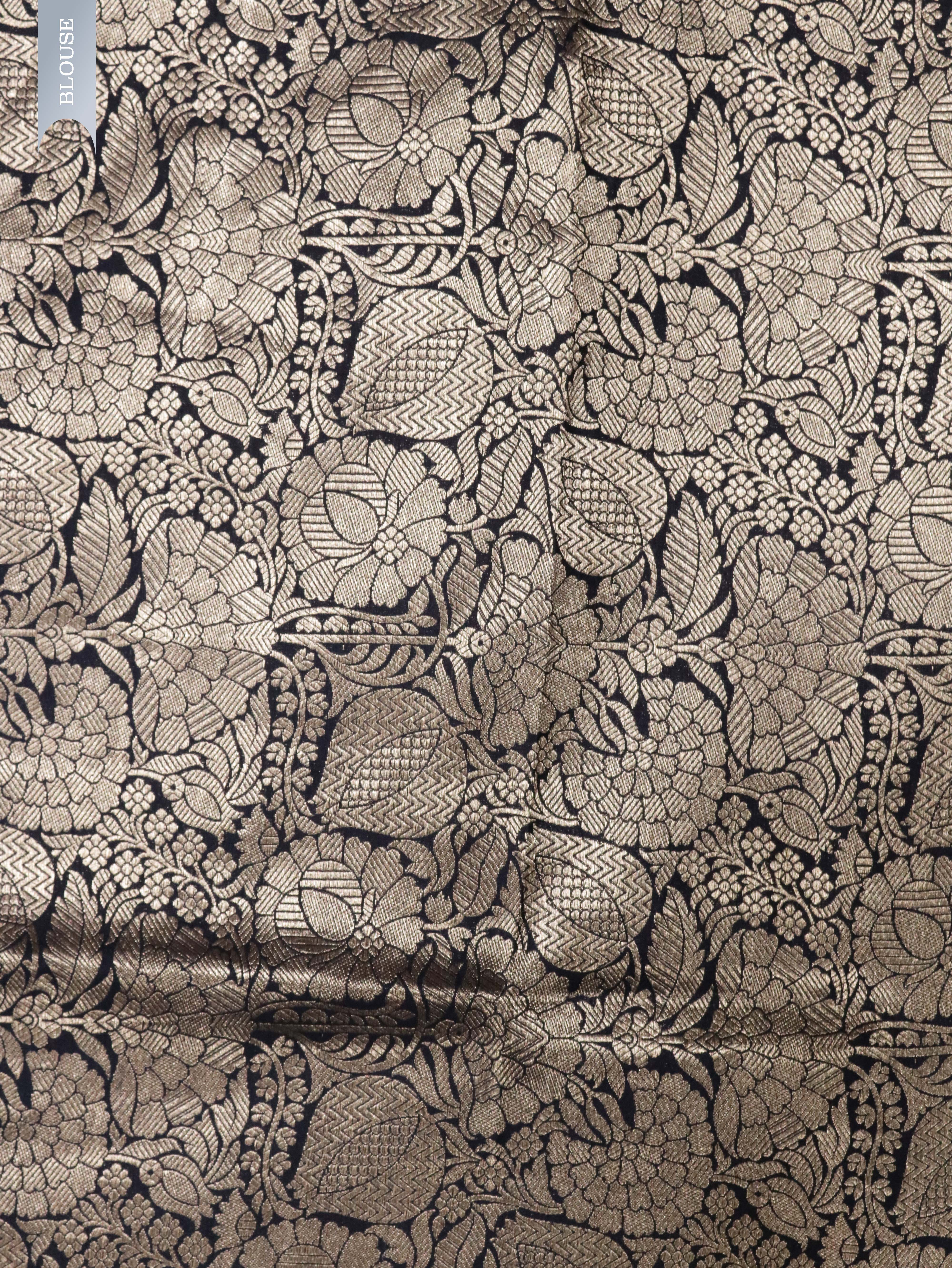 Baby Pink Banarasi Chanderi Silk Saree with Silver & Thread Motifs