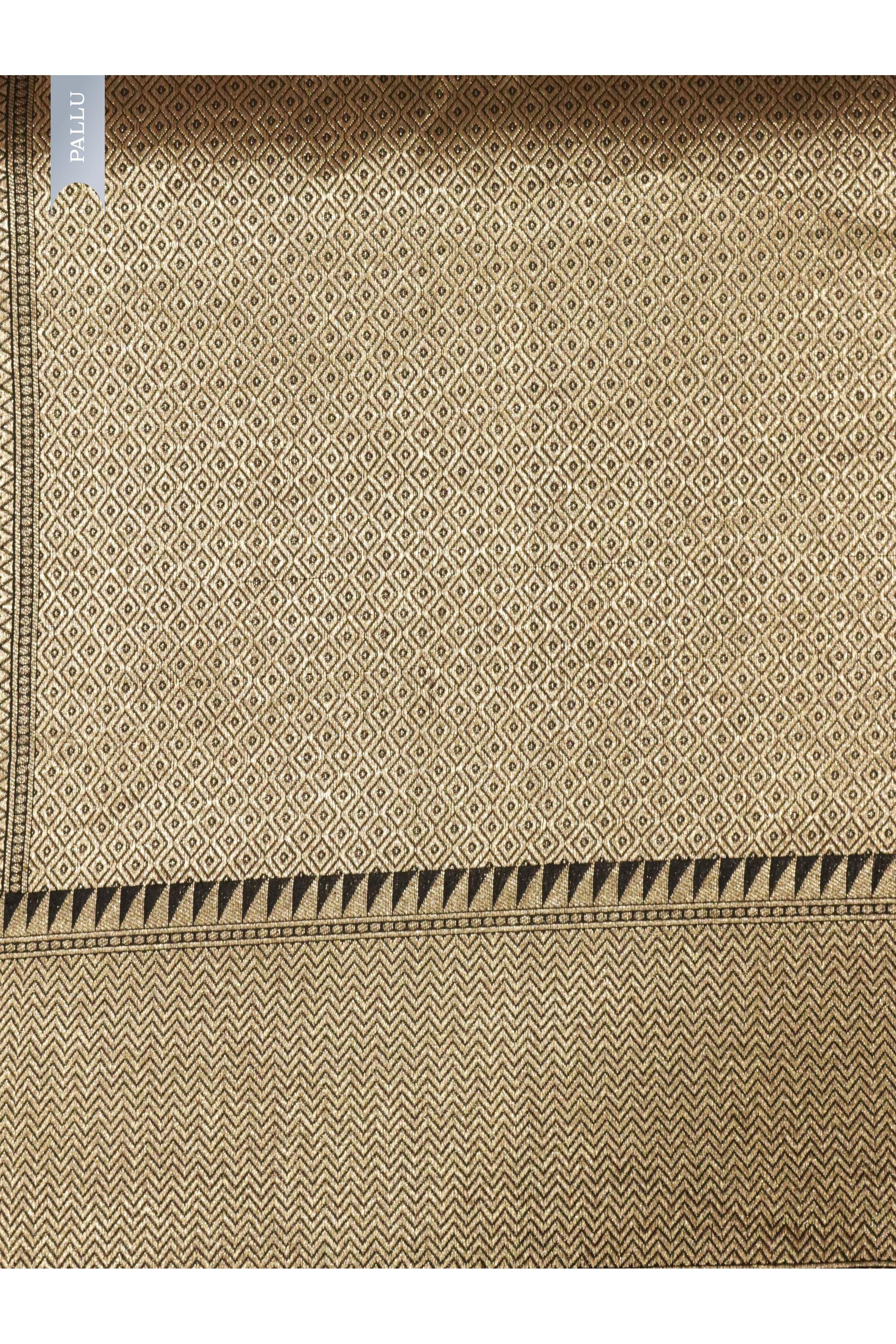 Black Banarasi Silk Saree with Gold & Silver Zari Box Weaving - Mokshaa