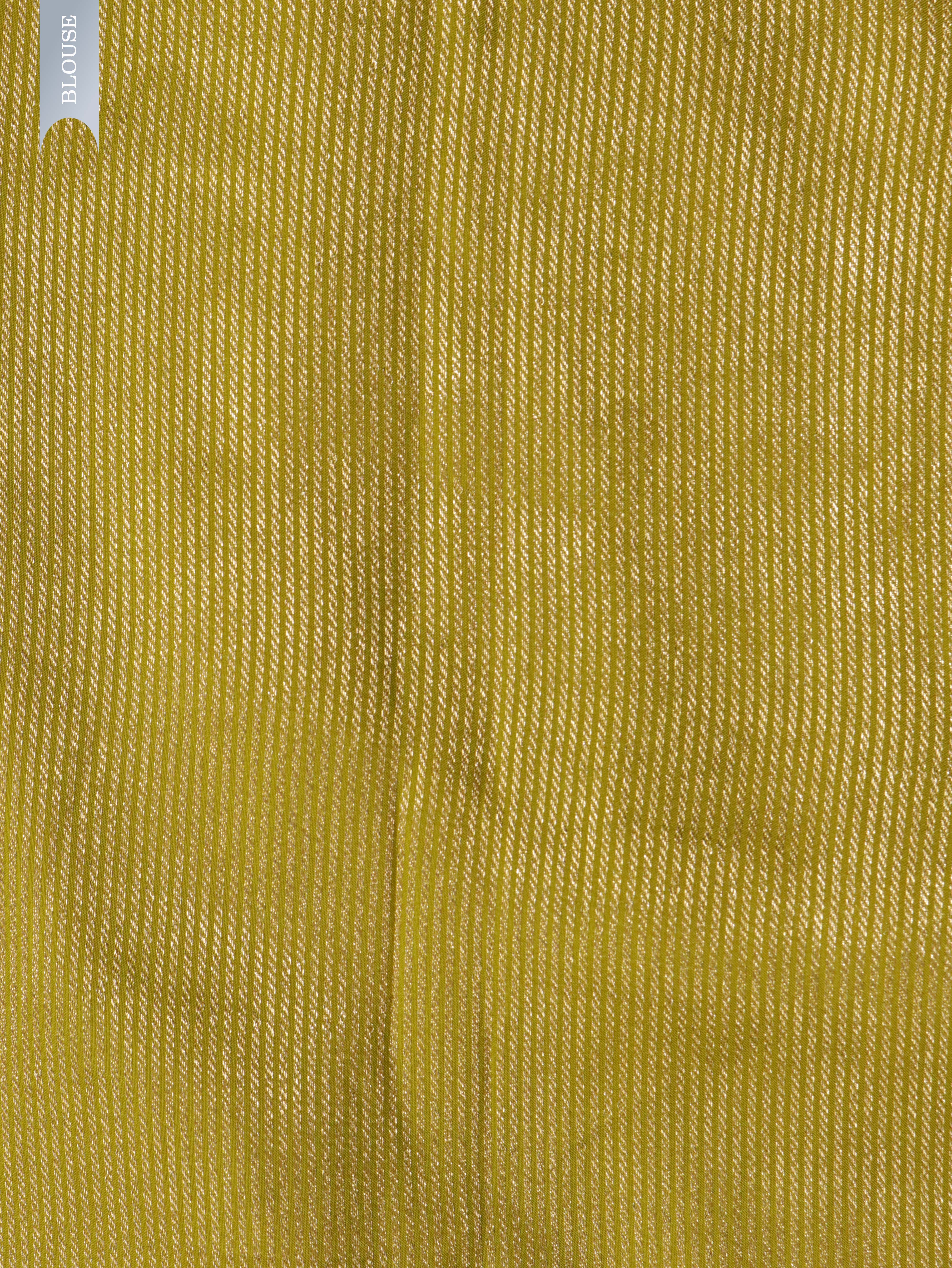 Parrot Green Banarasi Mushroom Silk Saree with Silver Zari Weaving & Gold Zari Butta