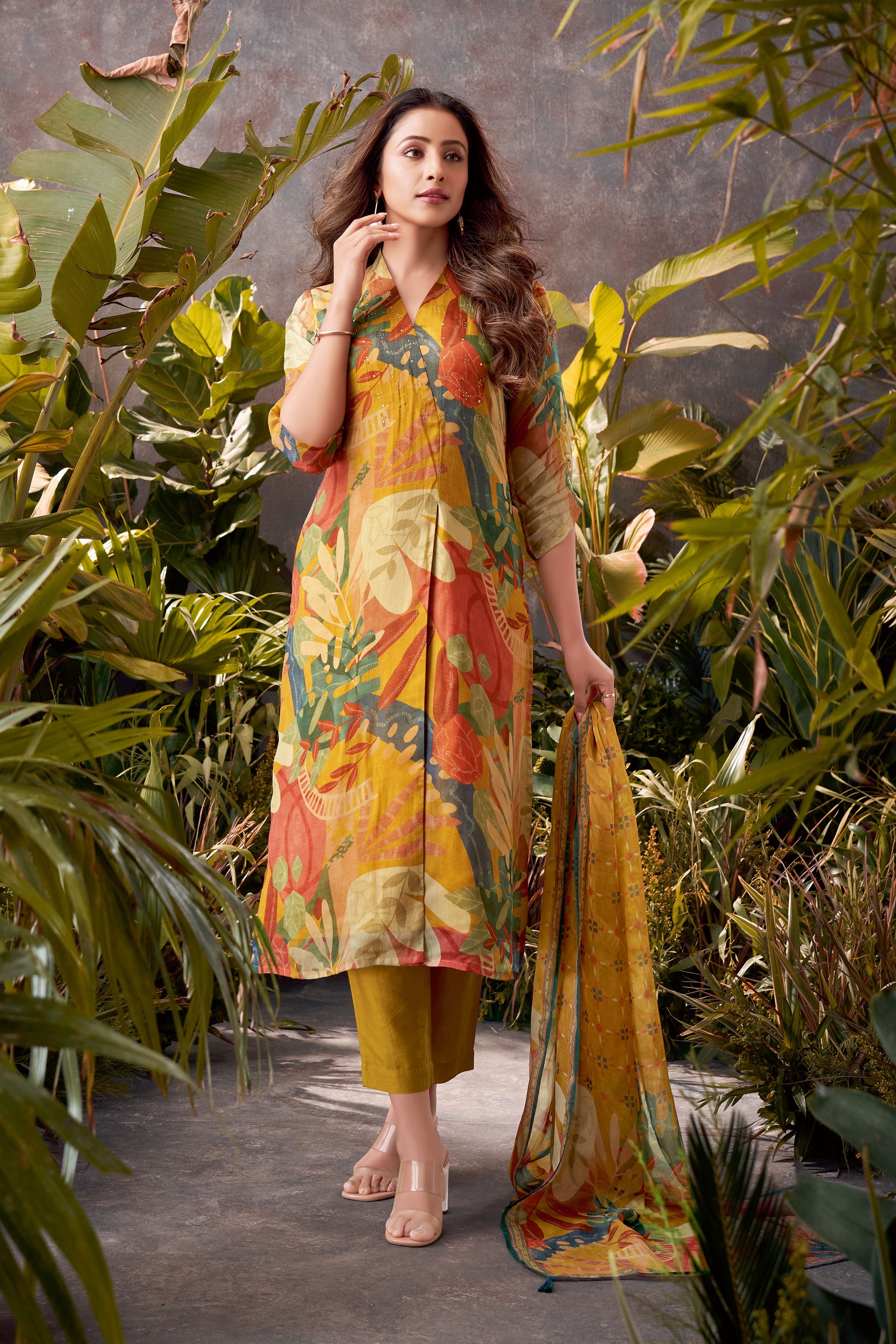 Vibrant Tropical Hues Kurta Set - Mokshaa