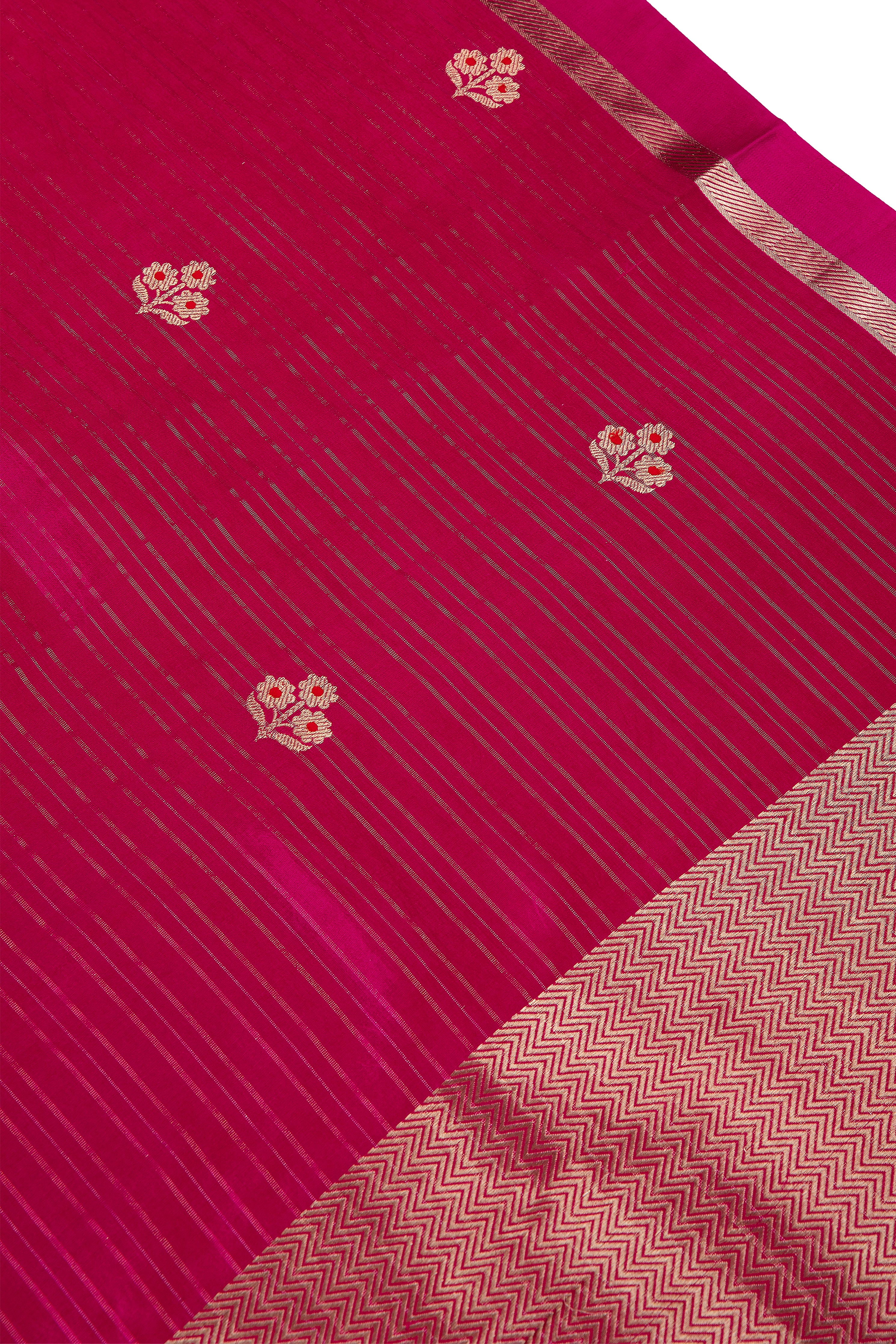 Magenta Pink Banaras Silk Saree - Mokshaa