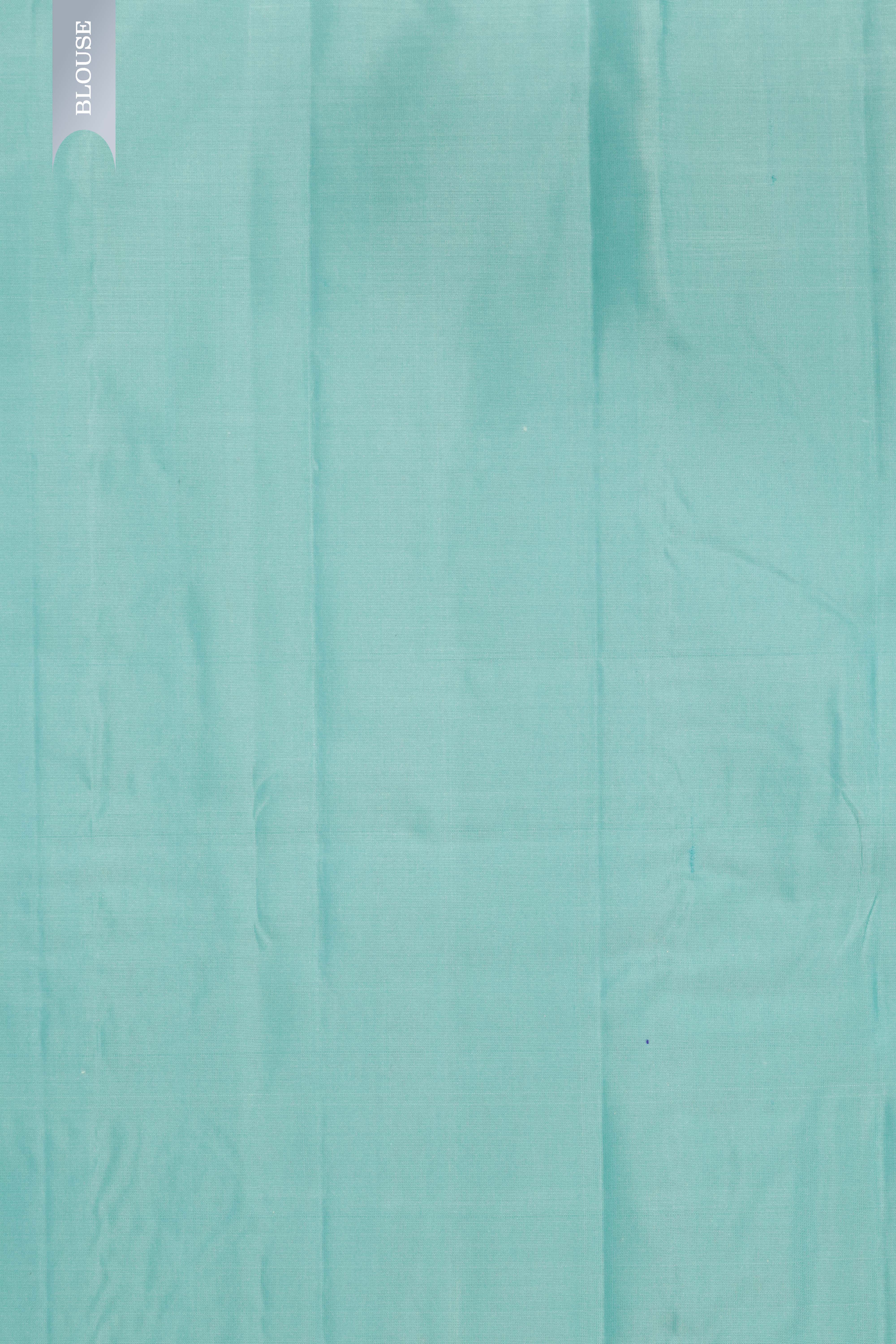 Ink Blue Kanchipuram Silk Saree with Gold & Silver Motifs and Contrast Light Blue Pallu