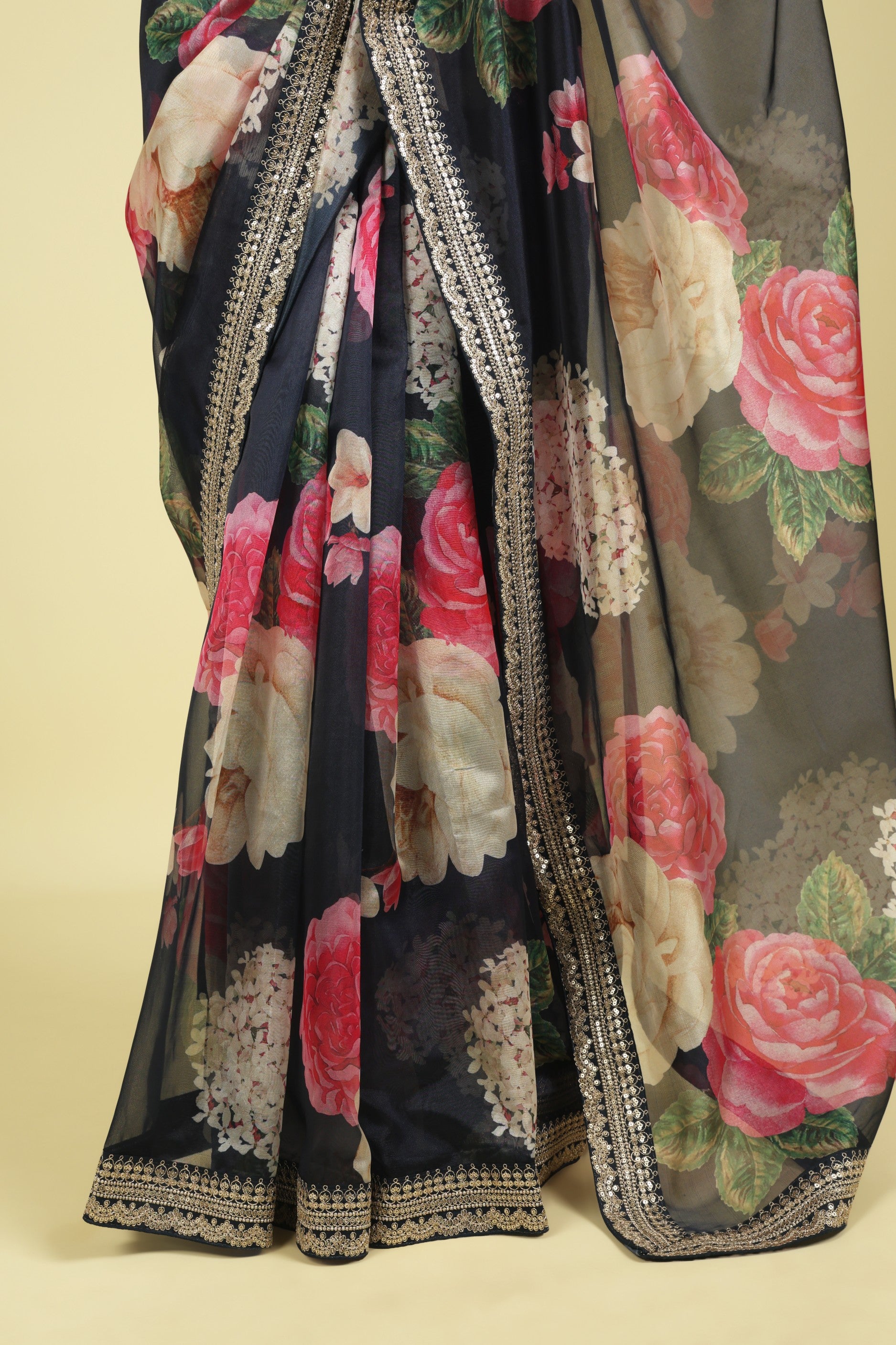 Navy Blue Soft Organza Saree