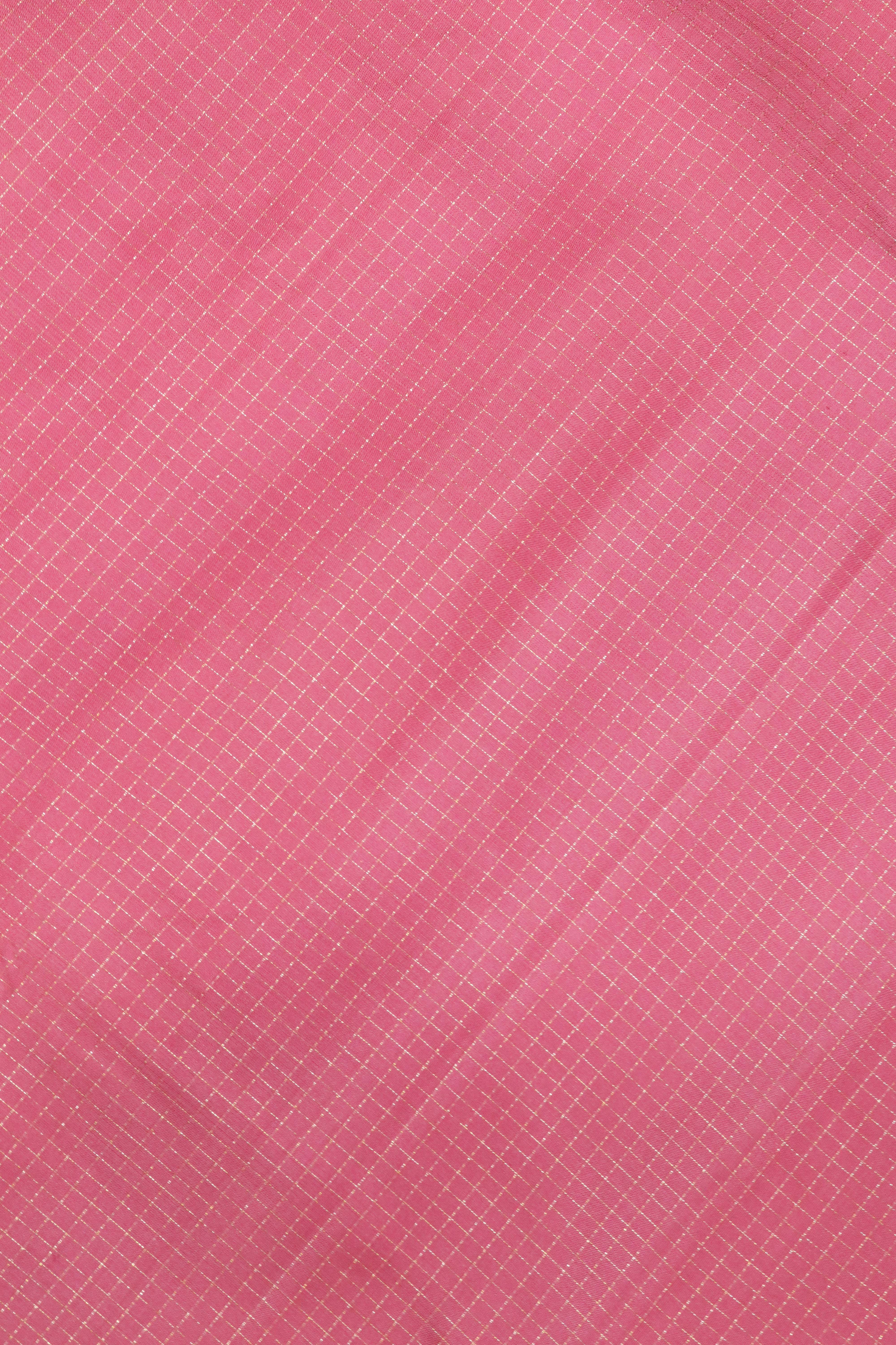 Light Pink Kanchipuram Silk Saree with Zari Checks & Zari Weaving Border