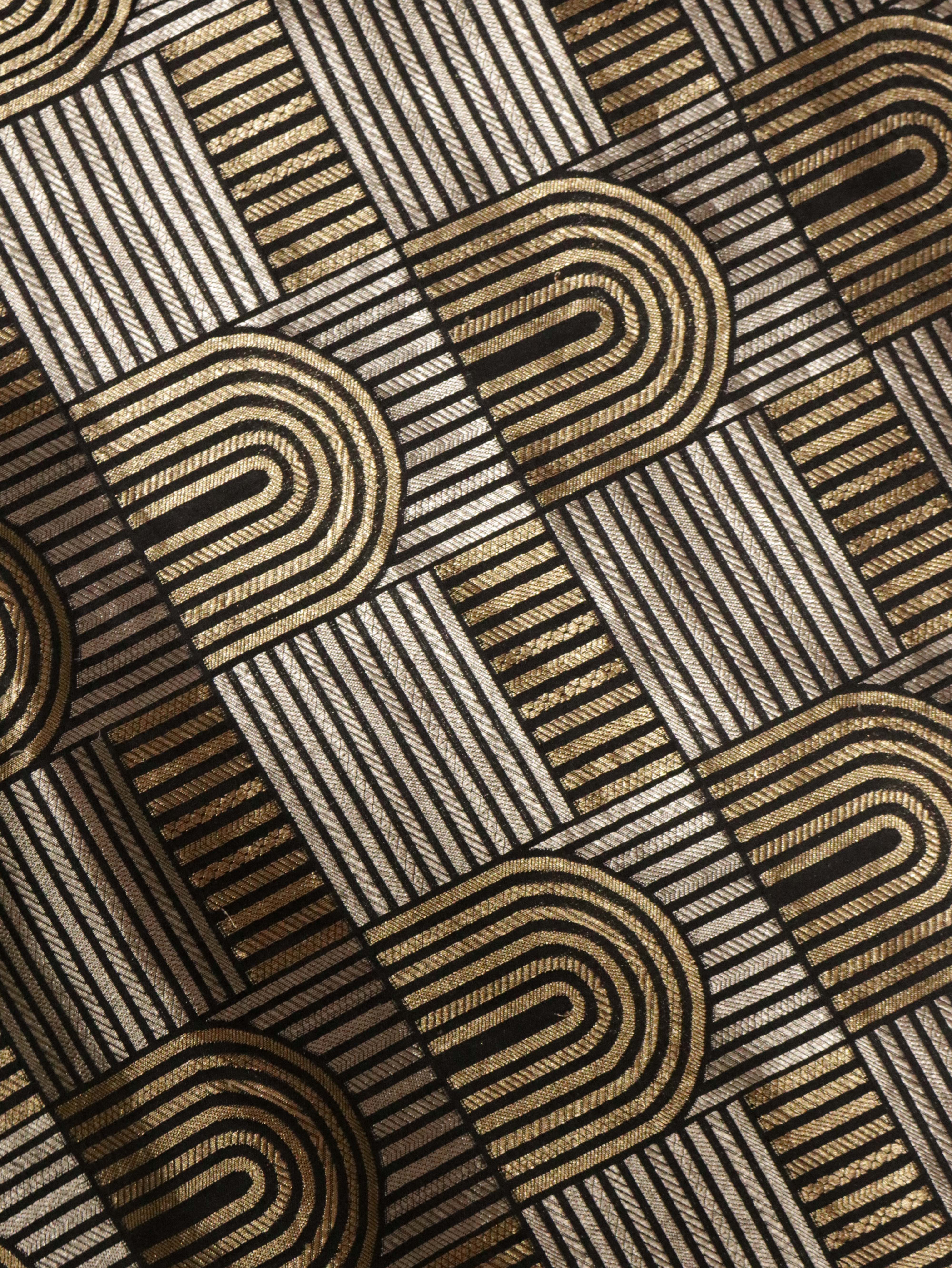 Black Banarasi Silk Saree with Gold & Silver Zari Box Weaving**