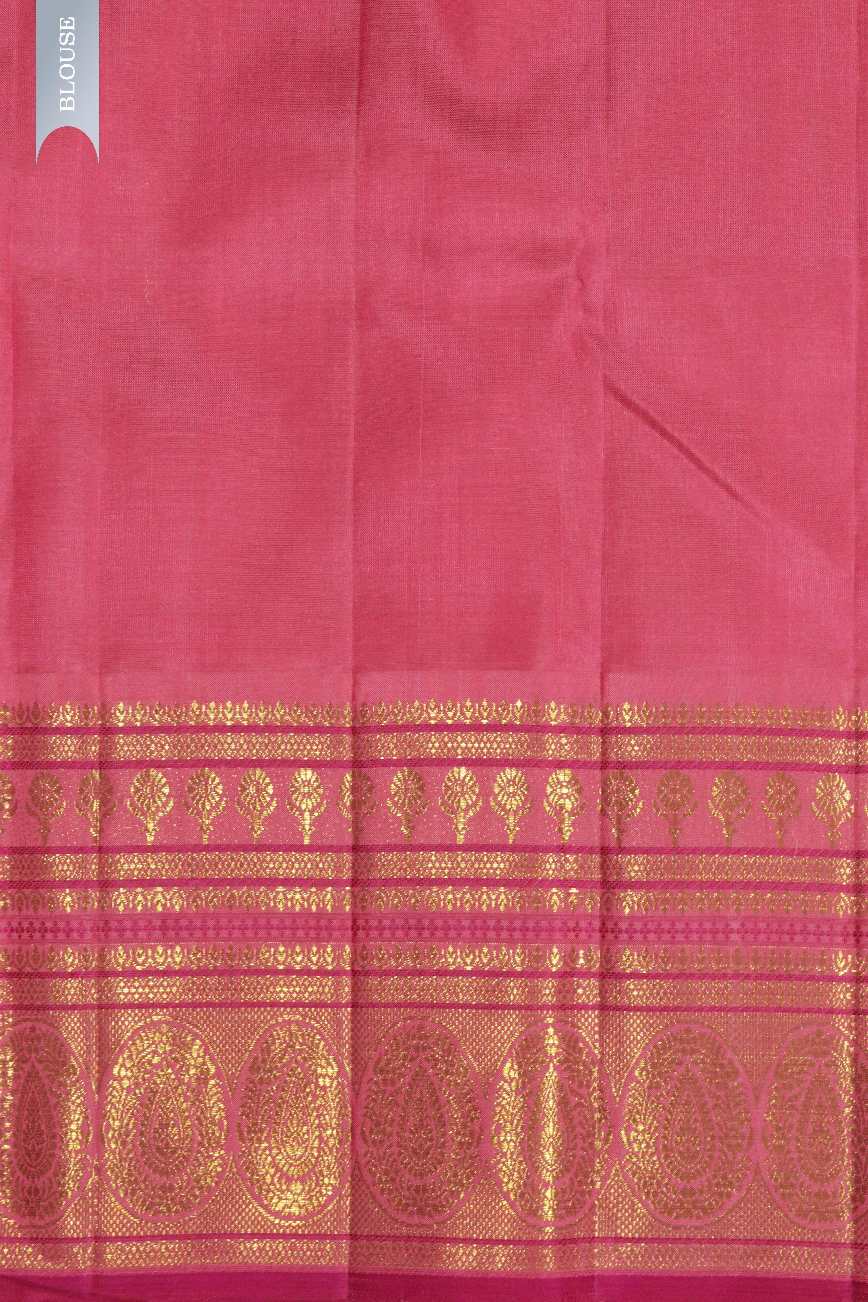 Yellow Kanchipuram Silk Saree with Zari Stripes, Motifs & Contrast Zari Border - Mokshaa