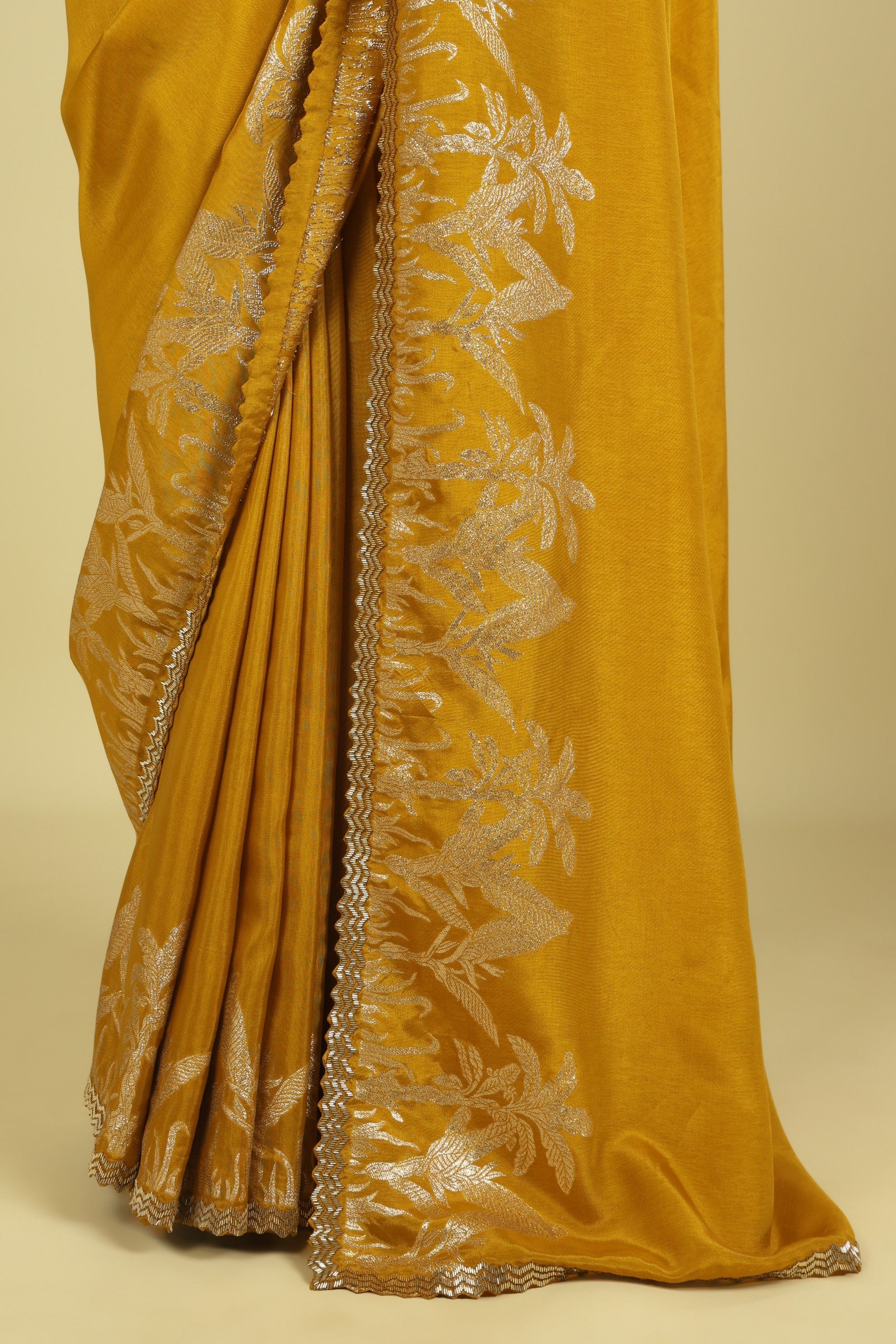 Mustard Tussar Georgette Saree