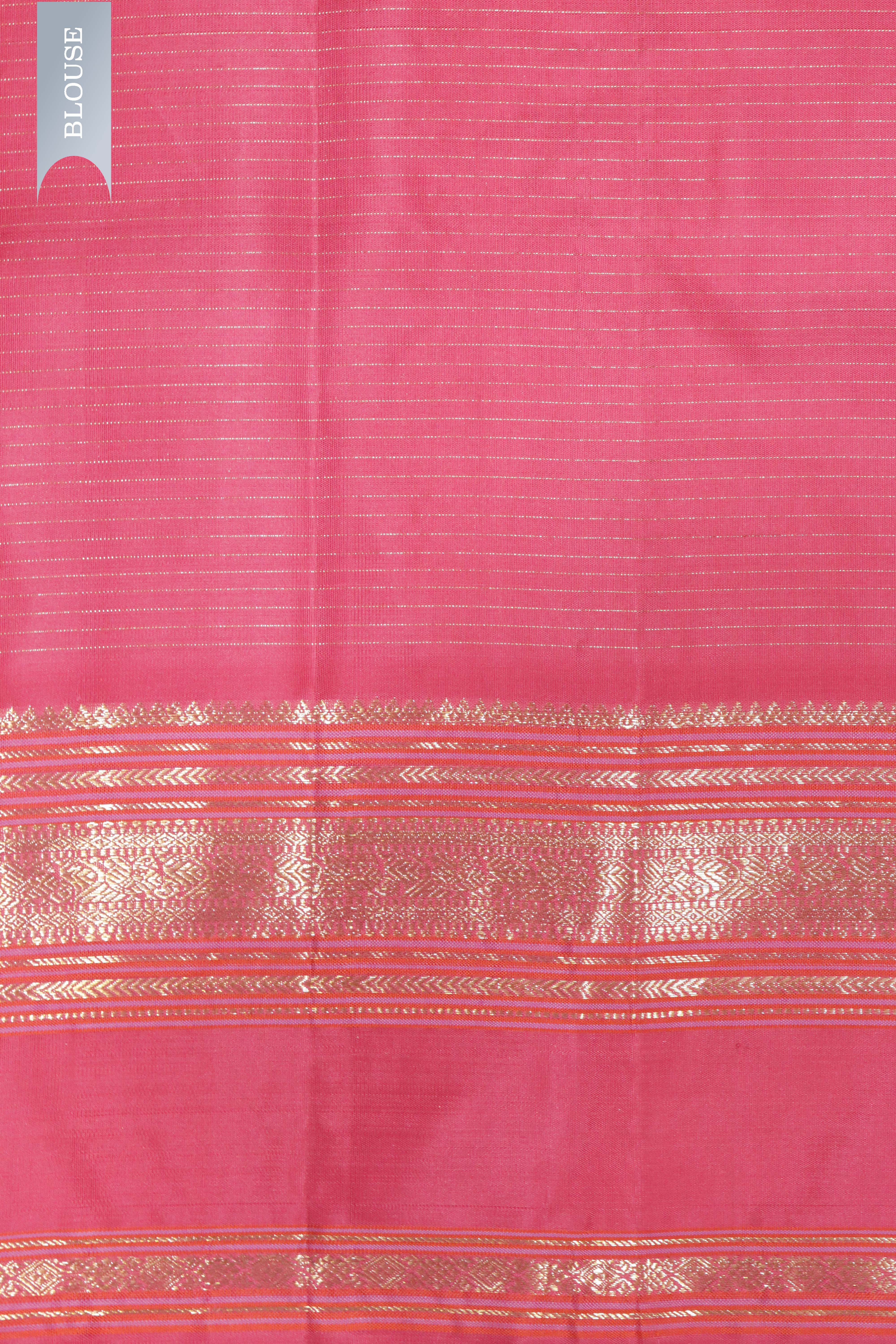 Light Pink Kanchipuram Silk Saree with Zari Checks & Zari Weaving Border