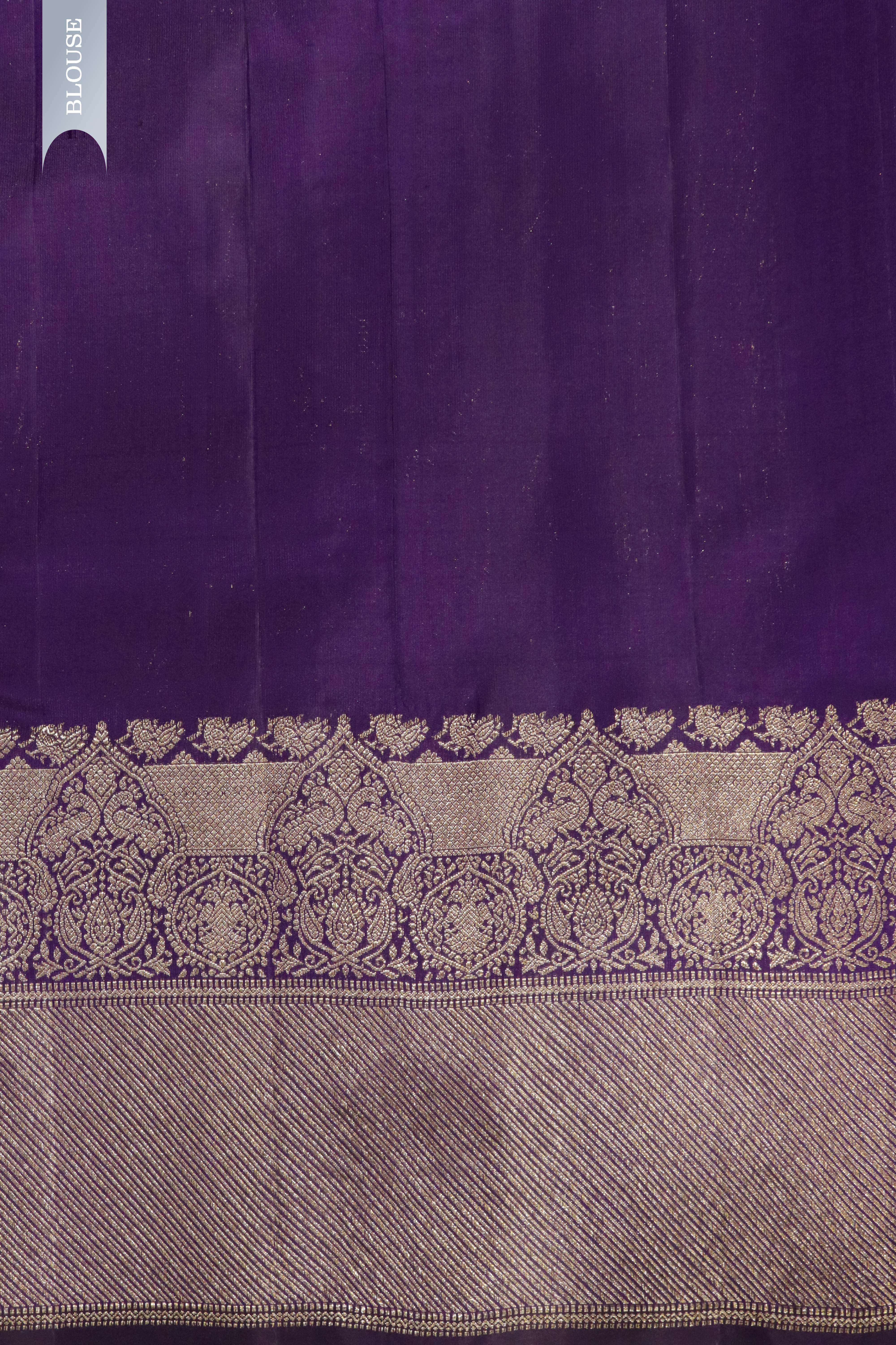 Purple Kanchipuram Silk Saree with Parrot Zari Motifs & Zari Weaving Border
