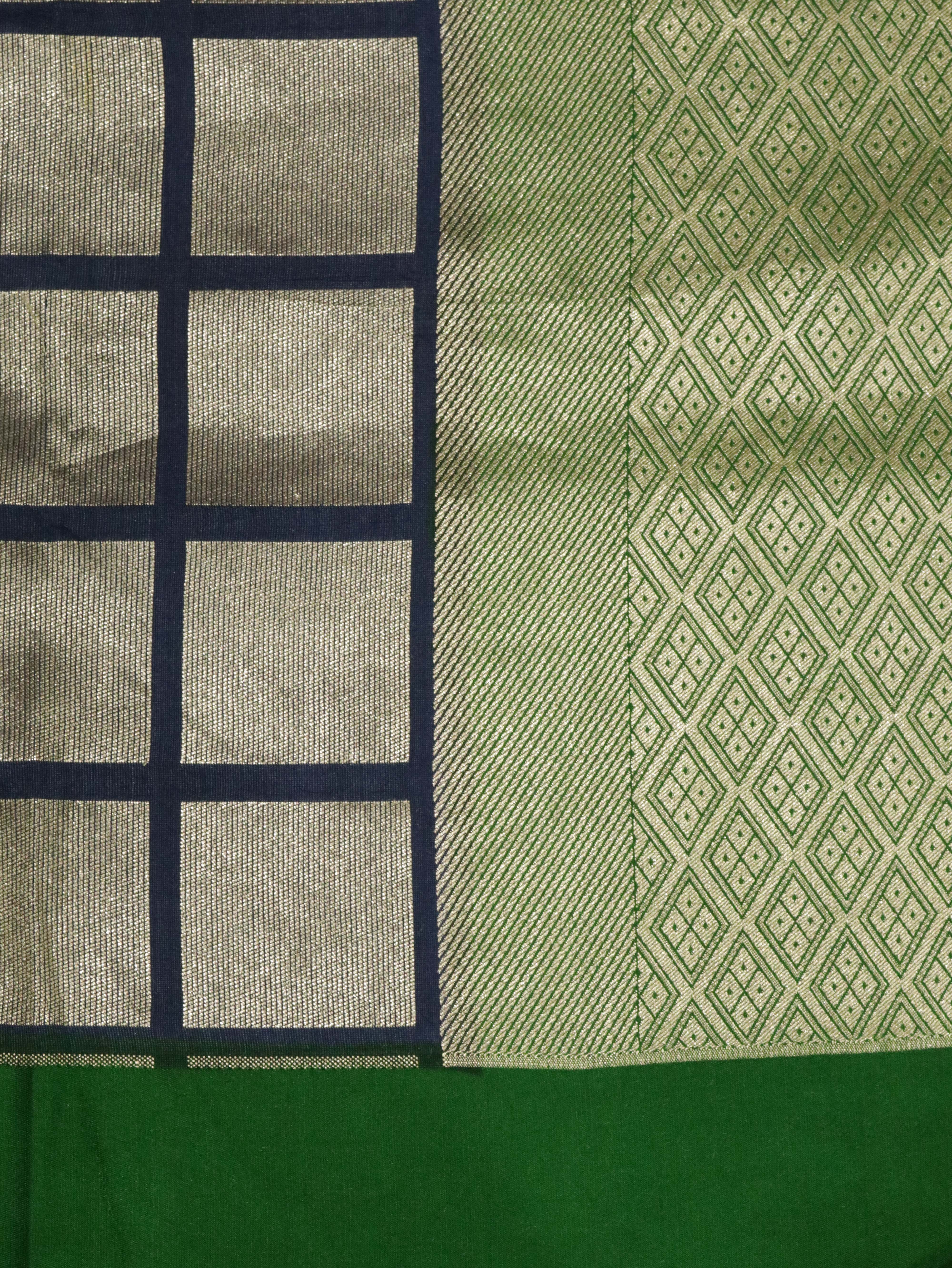 Ash Blue Handloom Silk Saree with Silver Zari Geometric Weaving