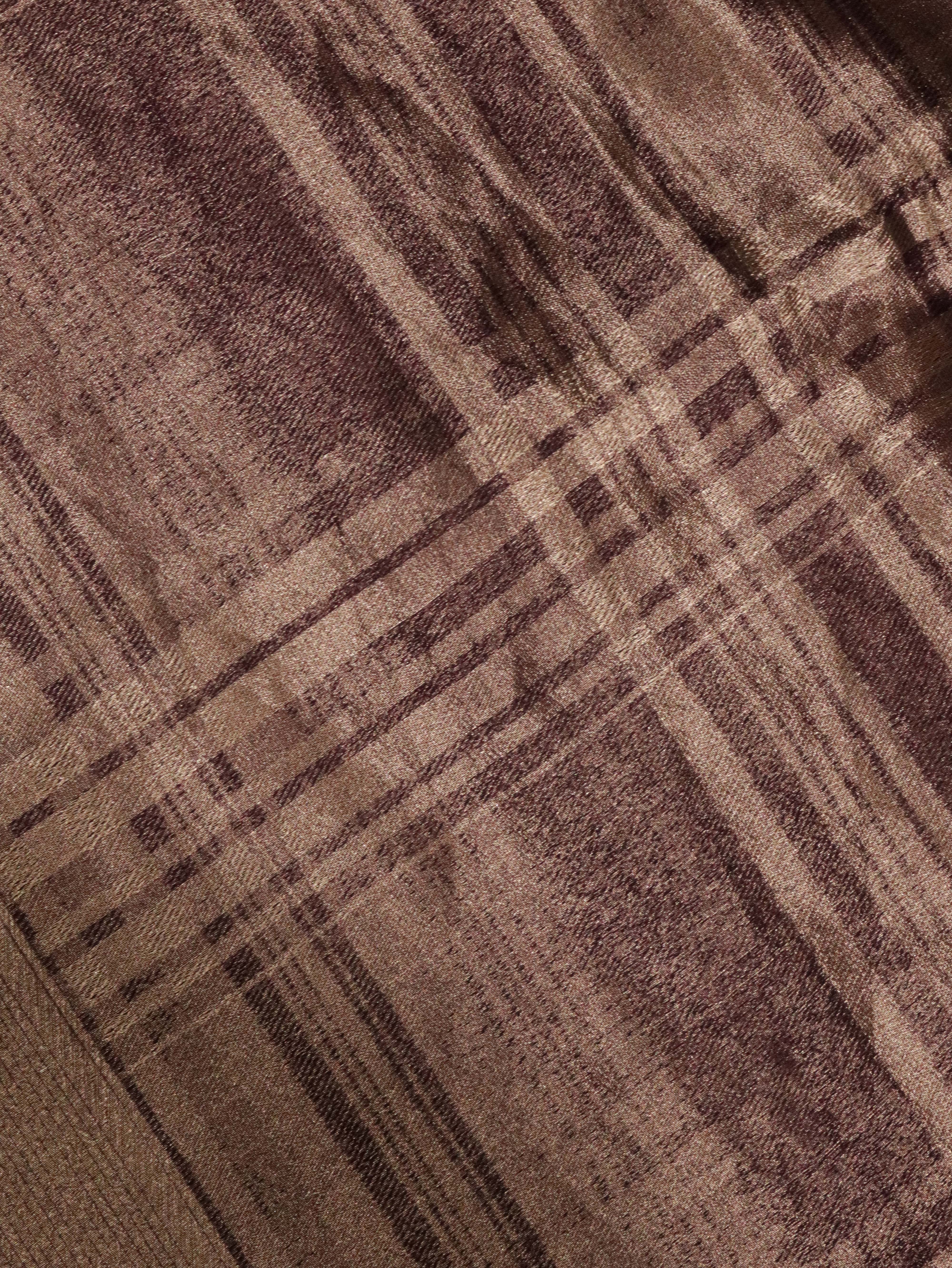 "Wine Banarasi Kora Silk Saree with Self Zari Checks & Zari Border** "