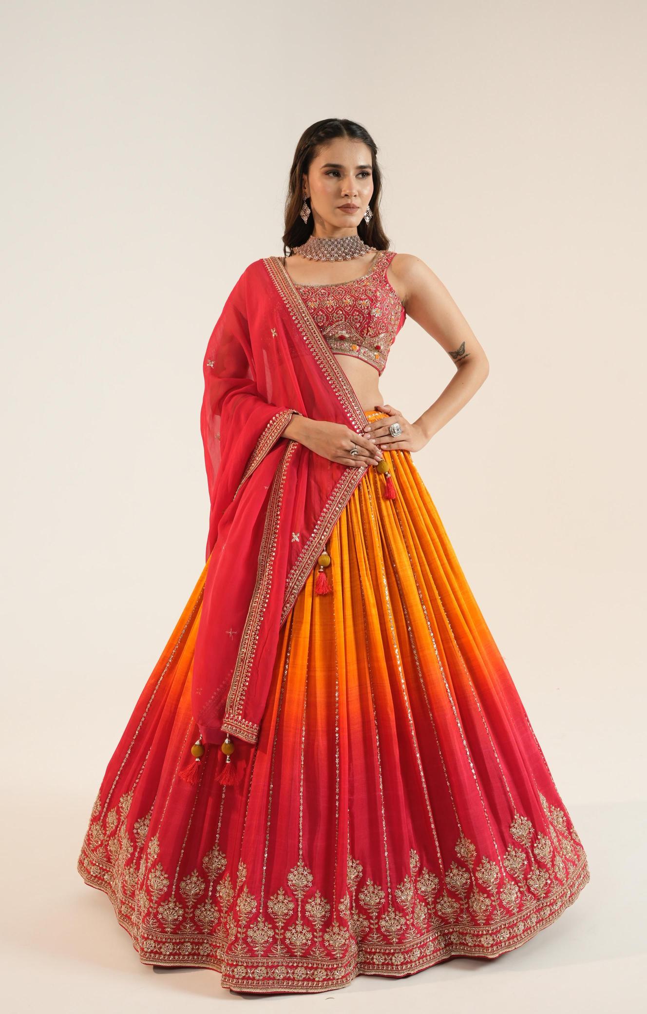 Pink Silk Lehenga Set