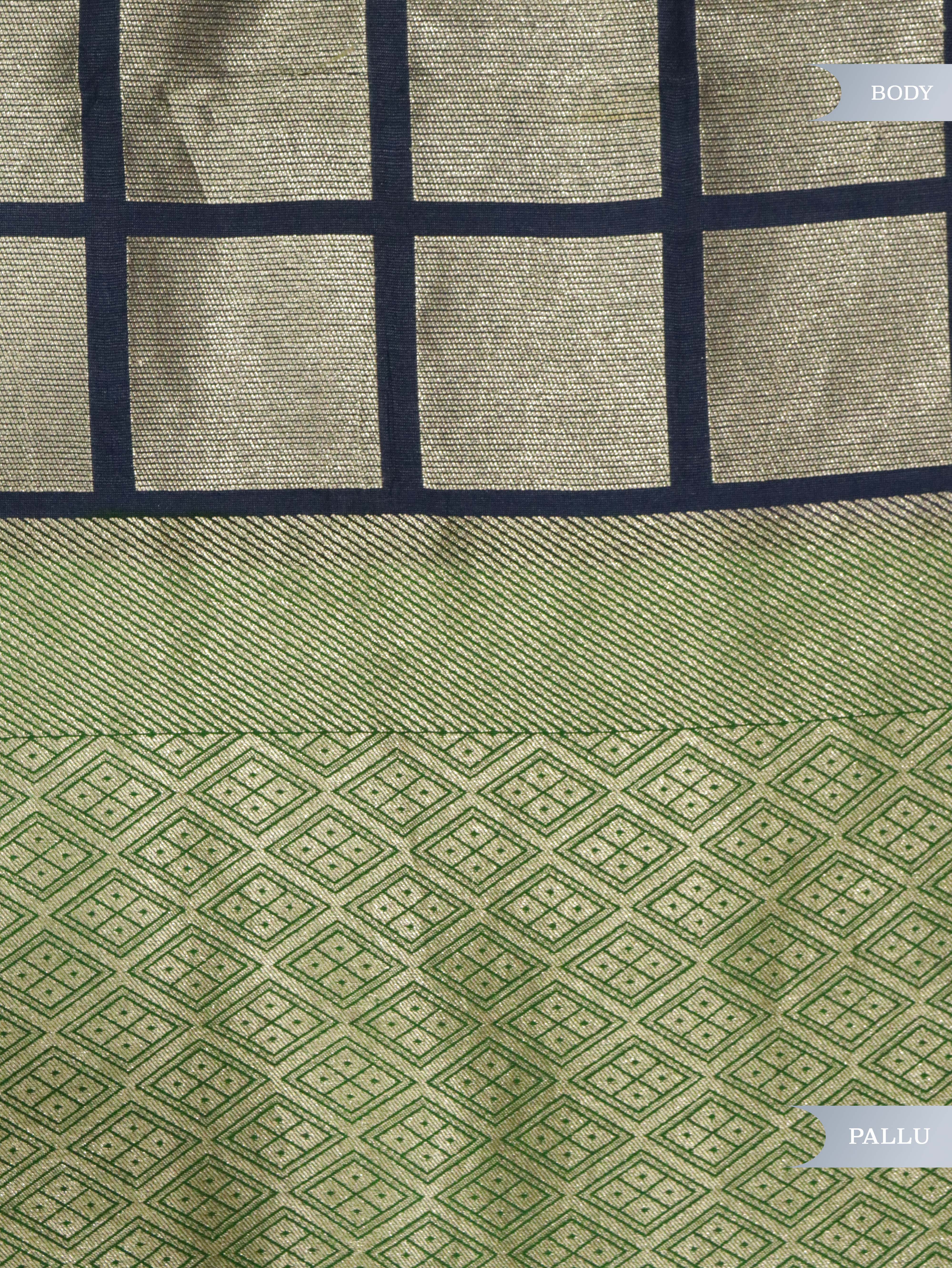 Ash Blue Handloom Silk Saree with Silver Zari Geometric Weaving
