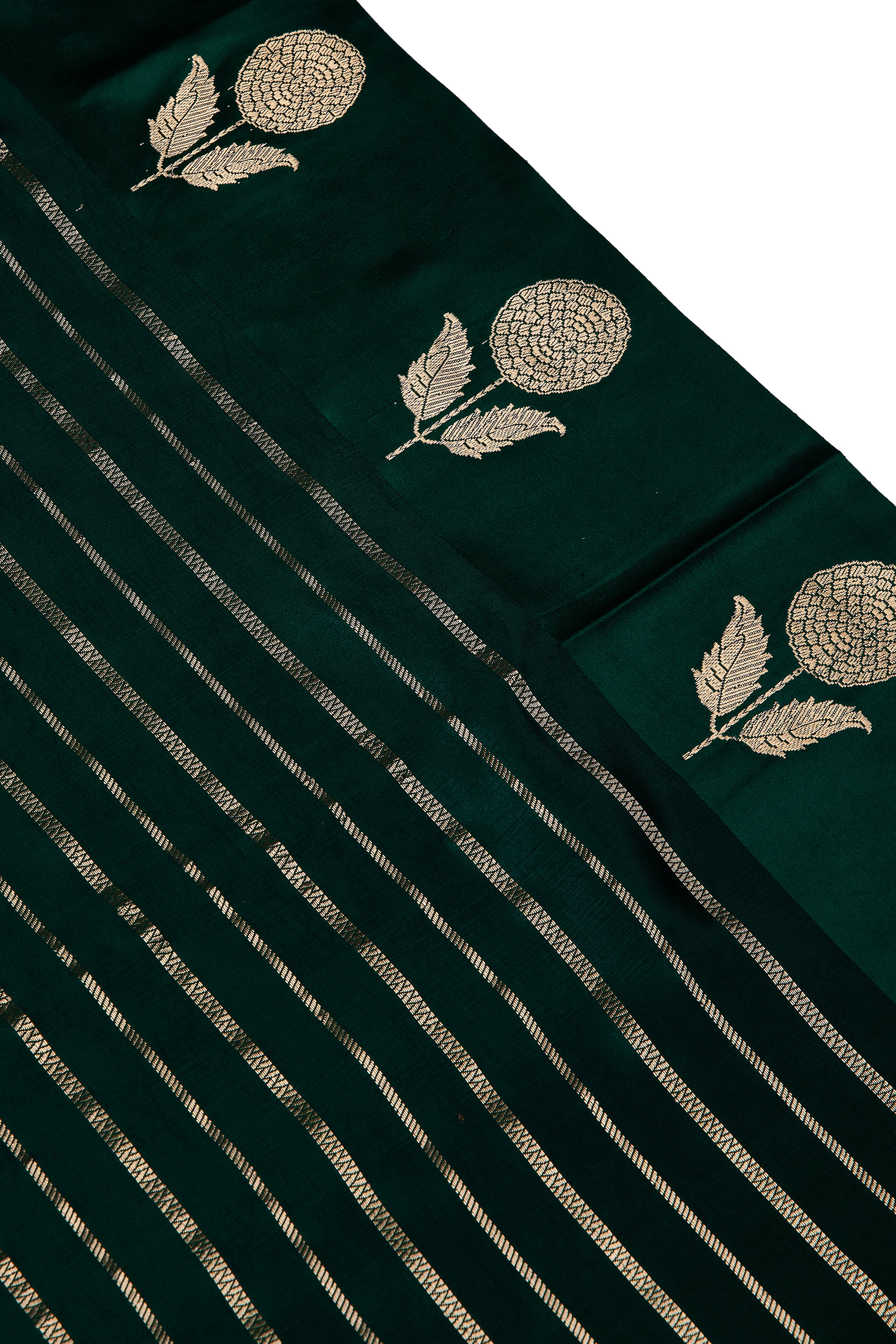 Bottle Green Banaras Silk Saree - Mokshaa