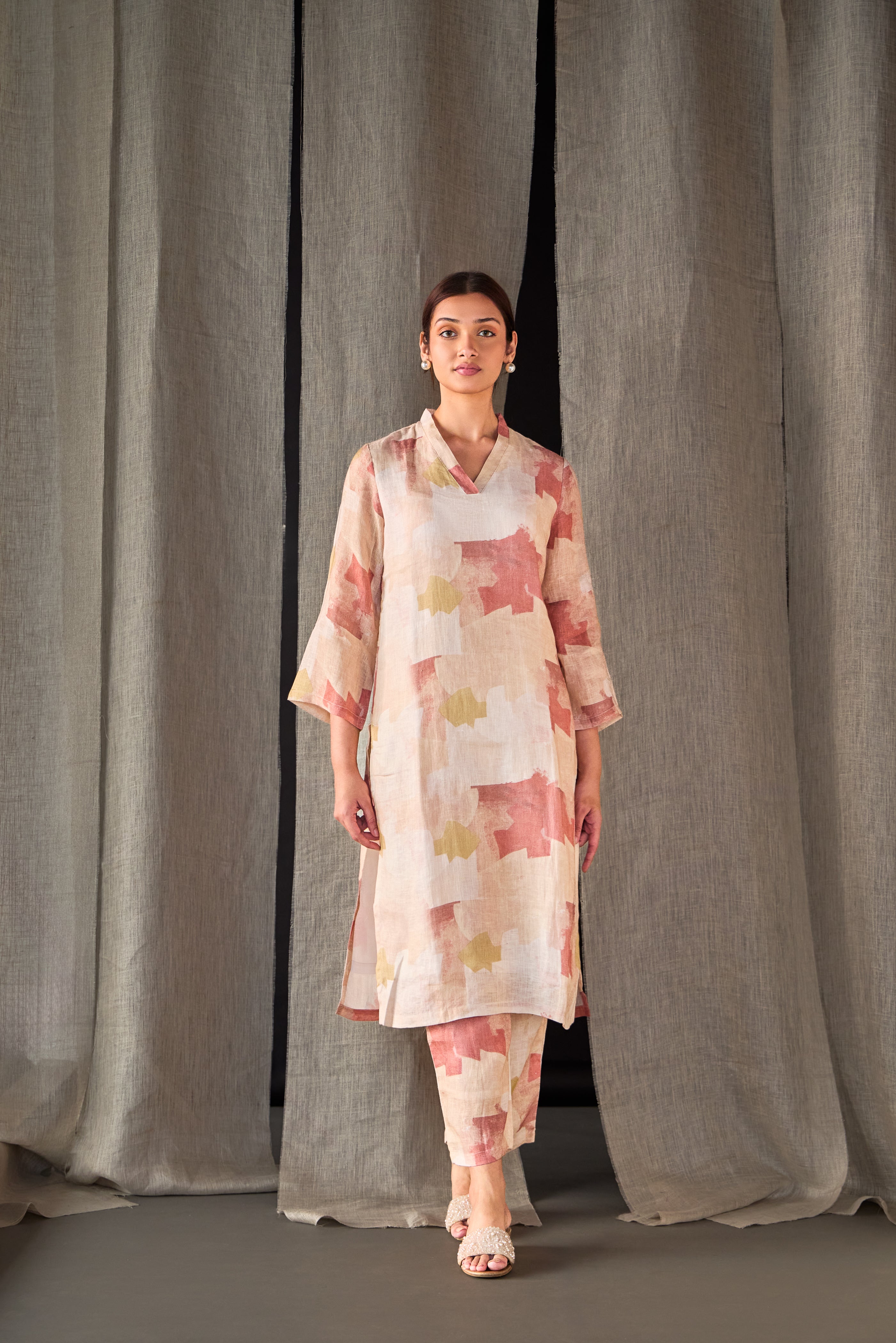 Pure Hemp Kurta Set-Italian Clay - Mokshaa