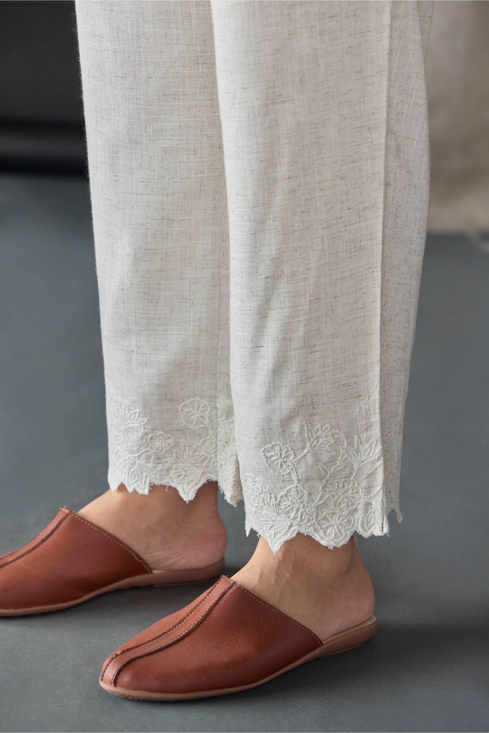 Natural Tonal Embroidered Co-ord Set - Mokshaa