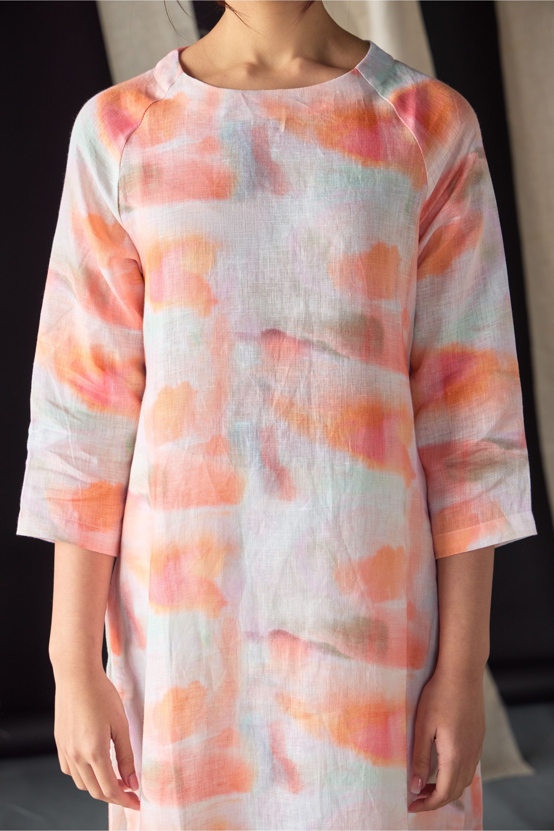 Apricot Linen Kurta Set - Mokshaa