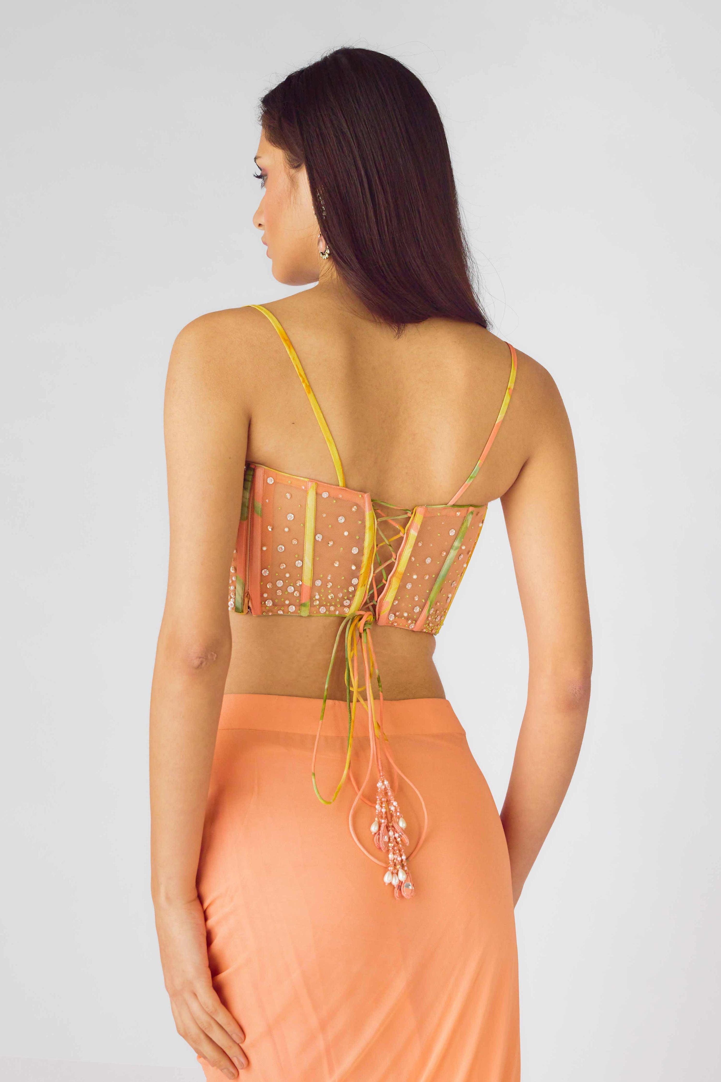 The Soft Peach Blooms Cape Set  Mokshaa
