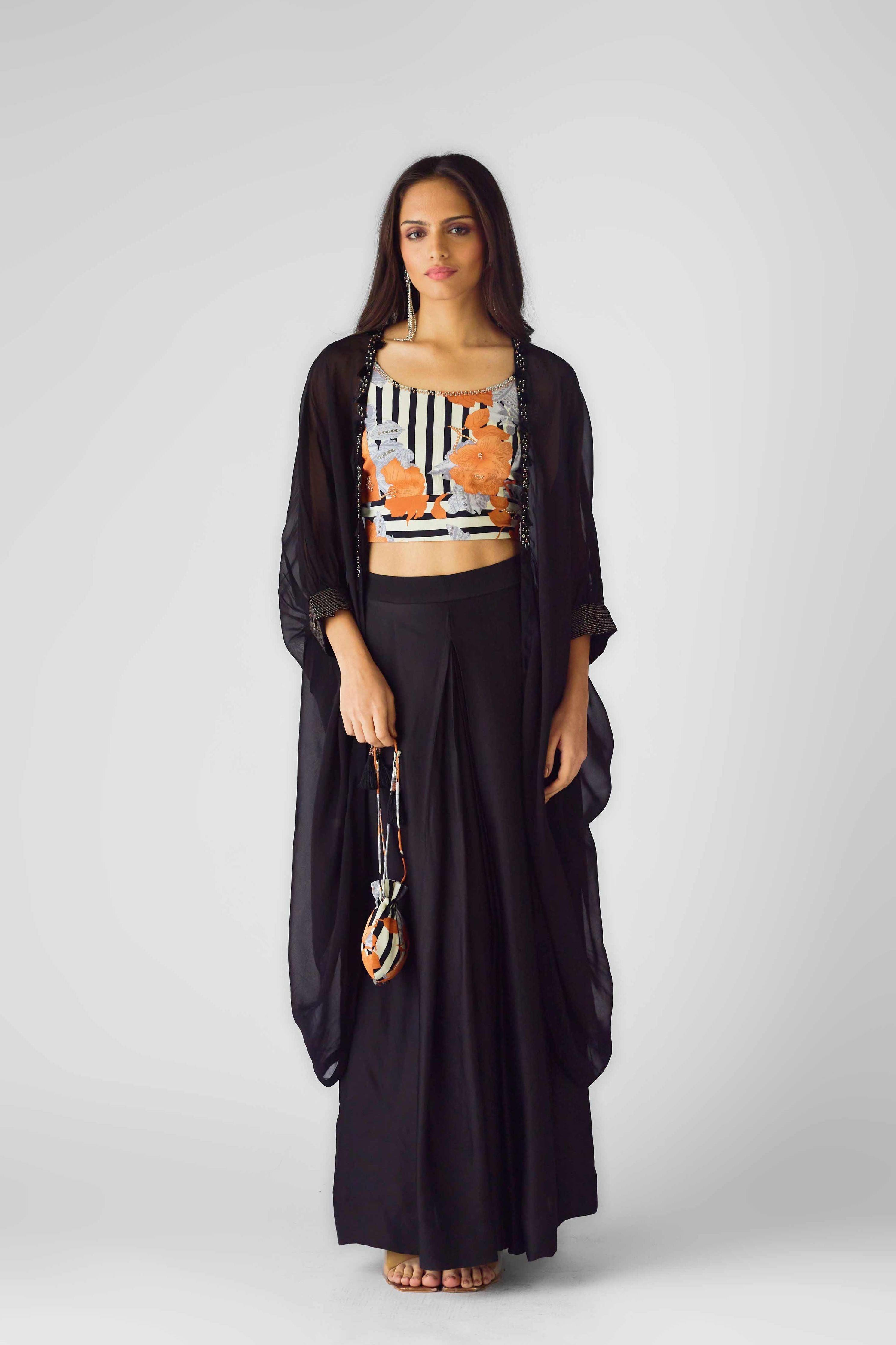 The Tangerine Blooms Cape Set (Copy)  Mokshaa