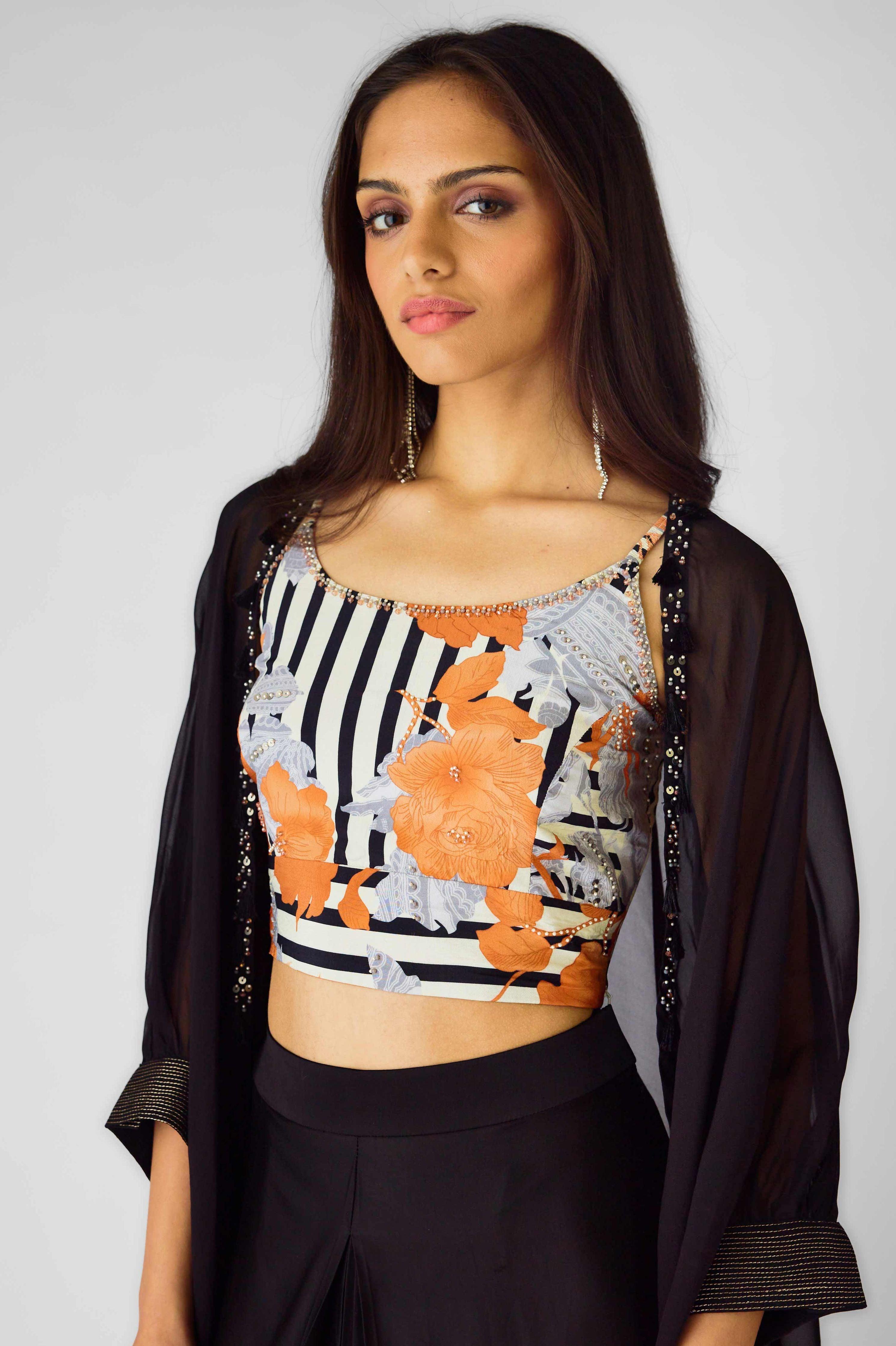 The Tangerine Blooms Cape Set (Copy)  Mokshaa