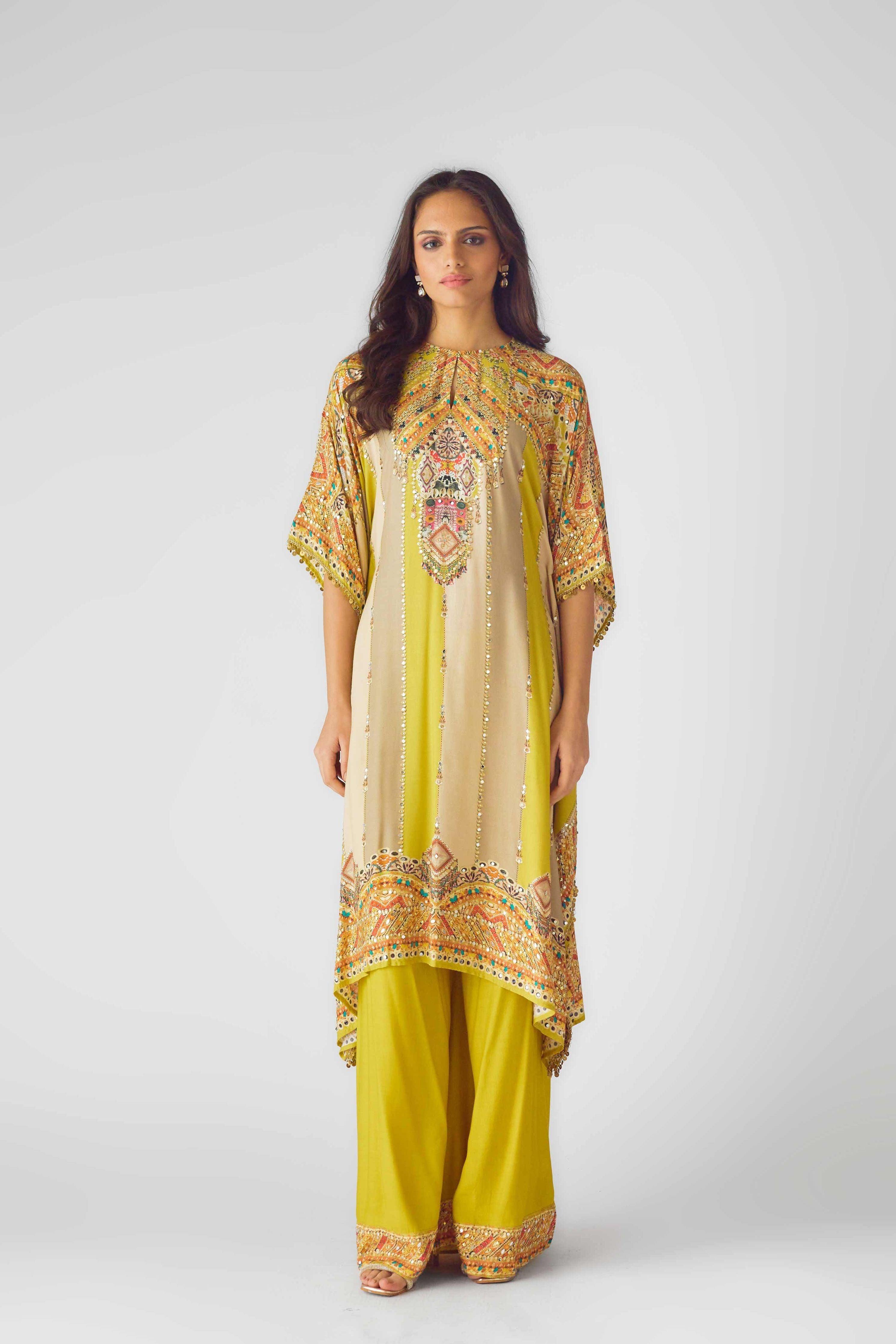 Lime Muslin Embroidered Suit Set  Mokshaa