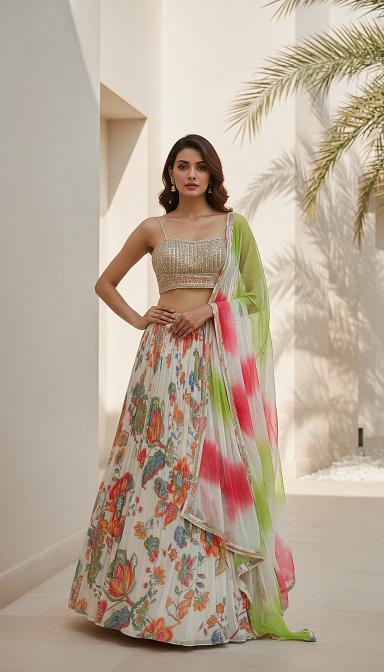 Ivory Elysian Embroidered Lehenga Set