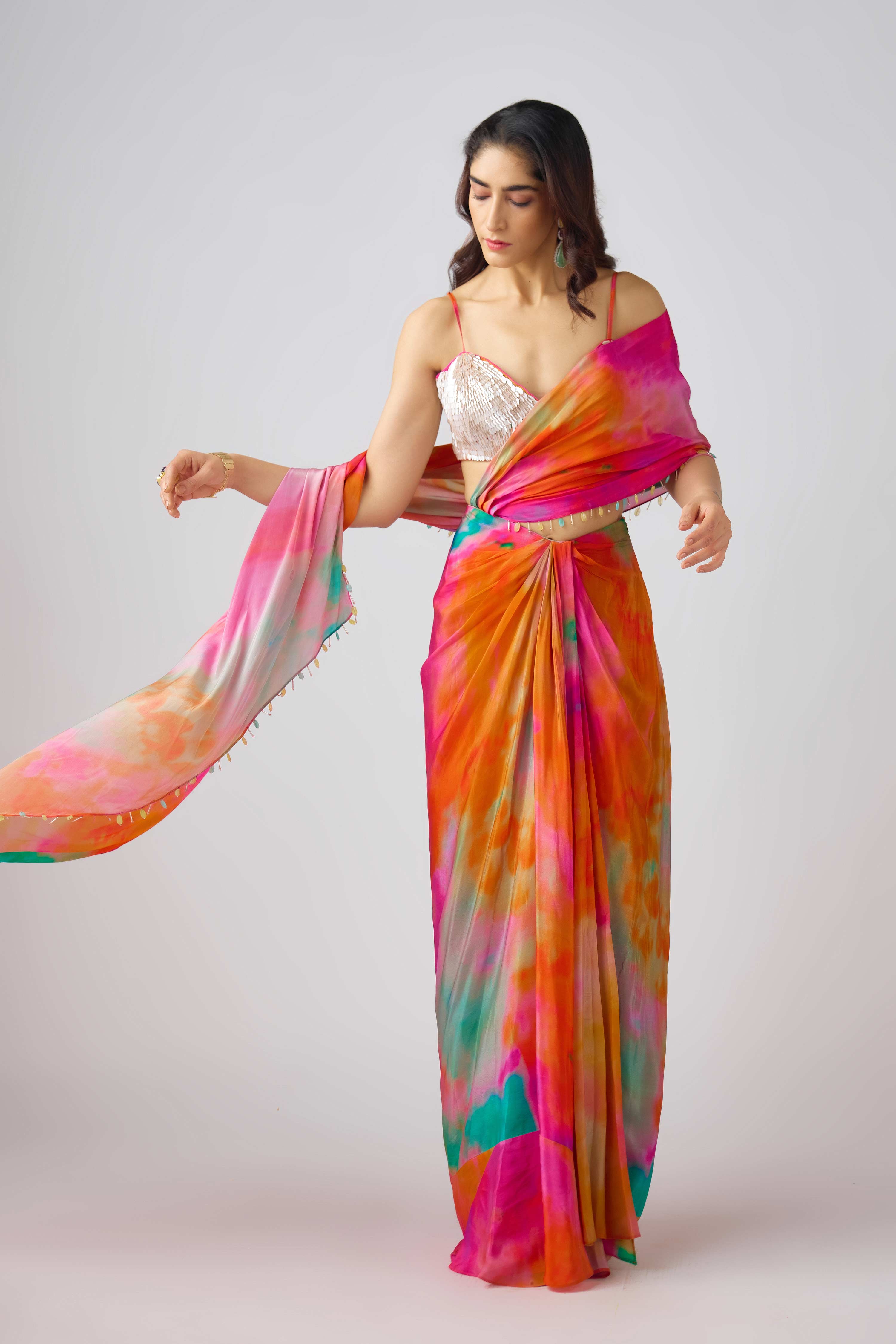 The Sunlit Horizon Saree  Mokshaa