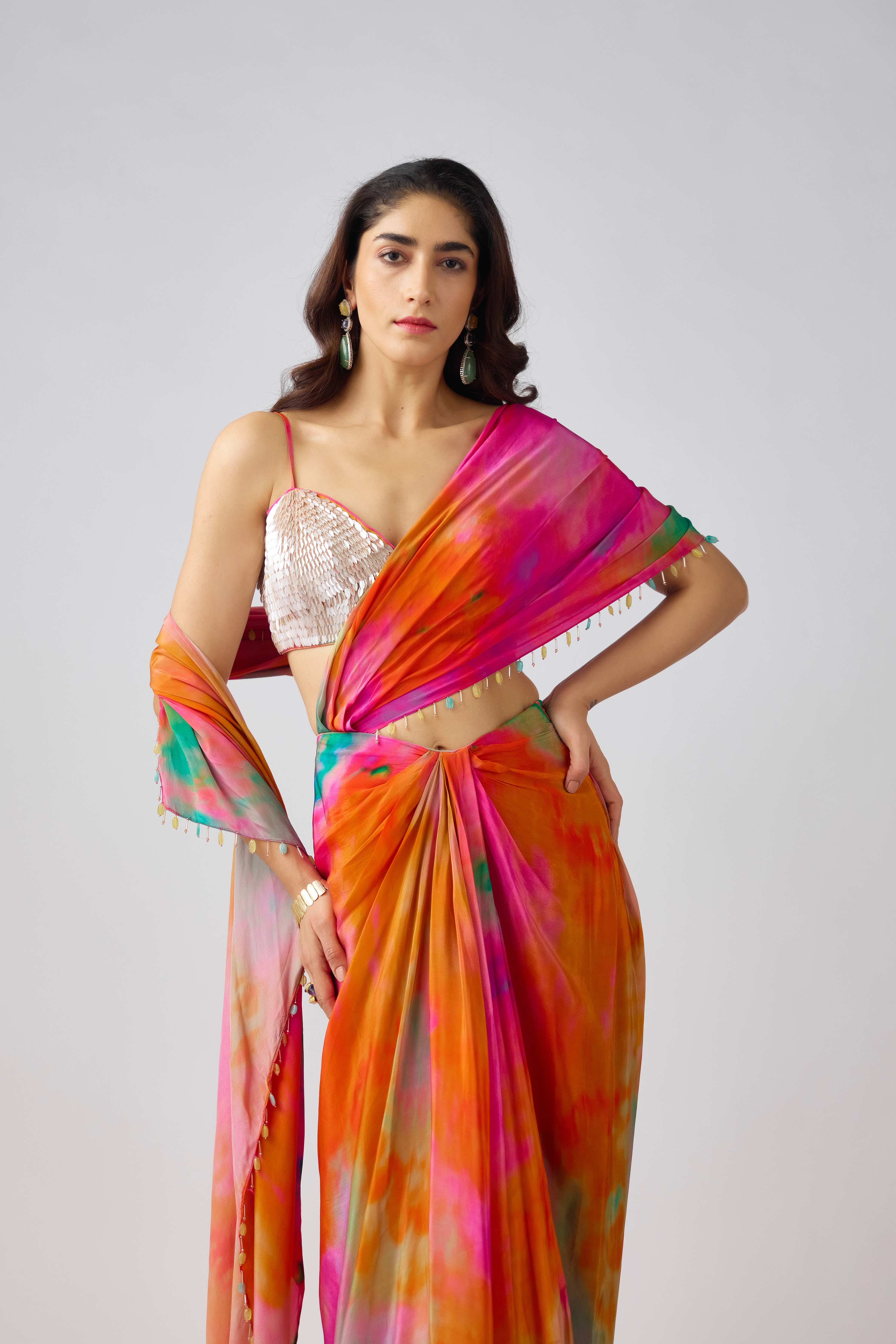 The Sunlit Horizon Saree  Mokshaa