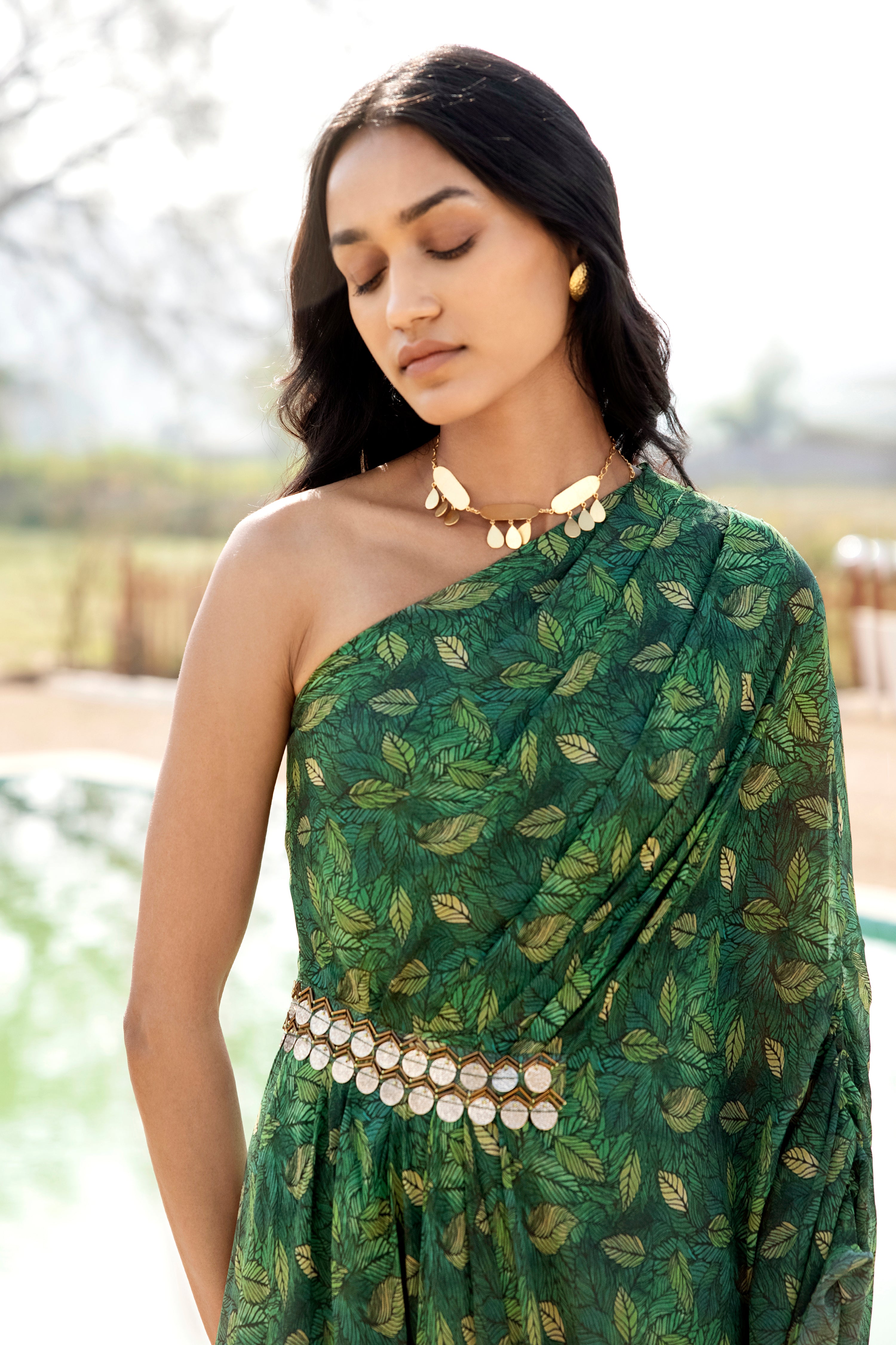 Green Georgette Kaftan