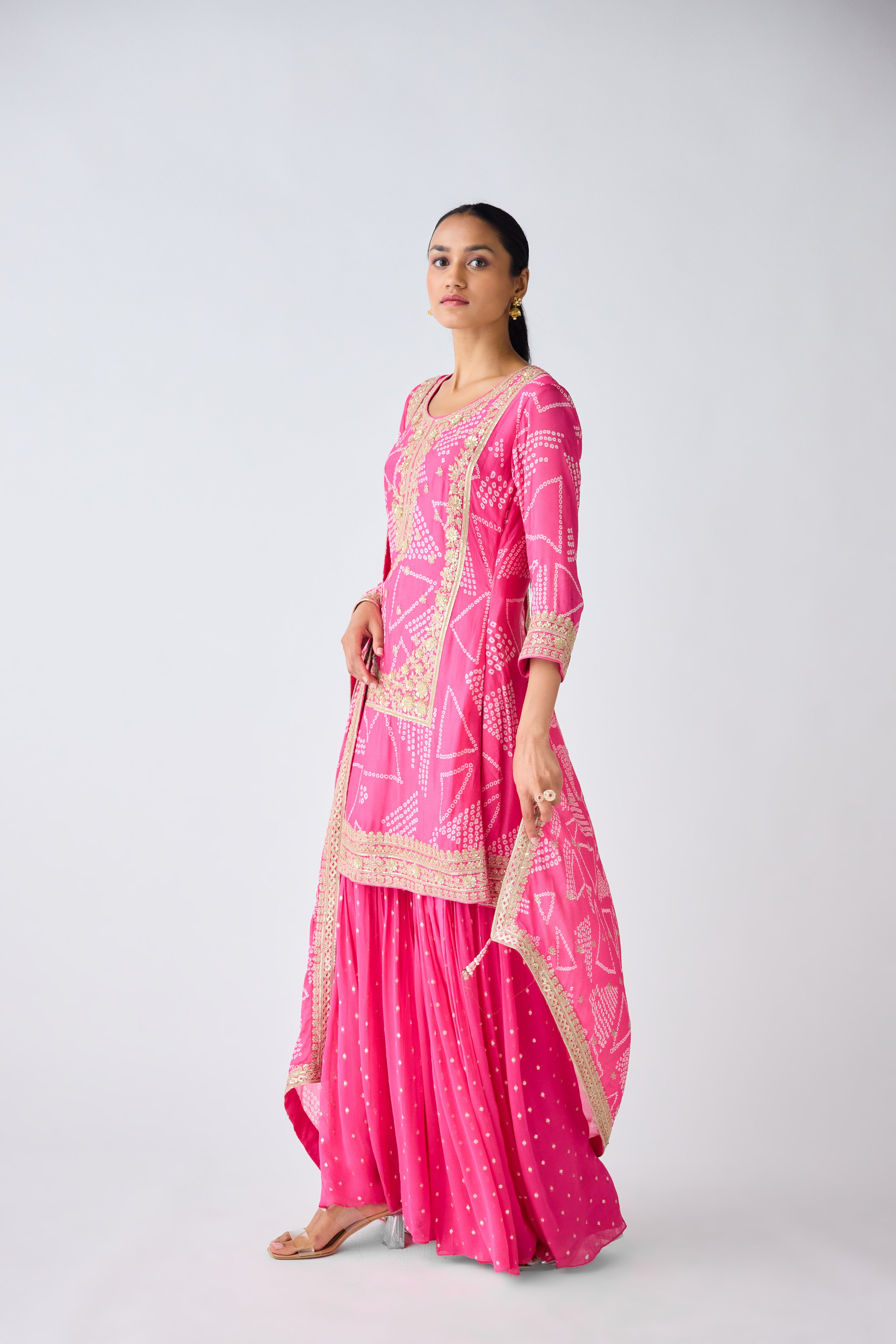 Rani Pink Embroidered Sharara Set