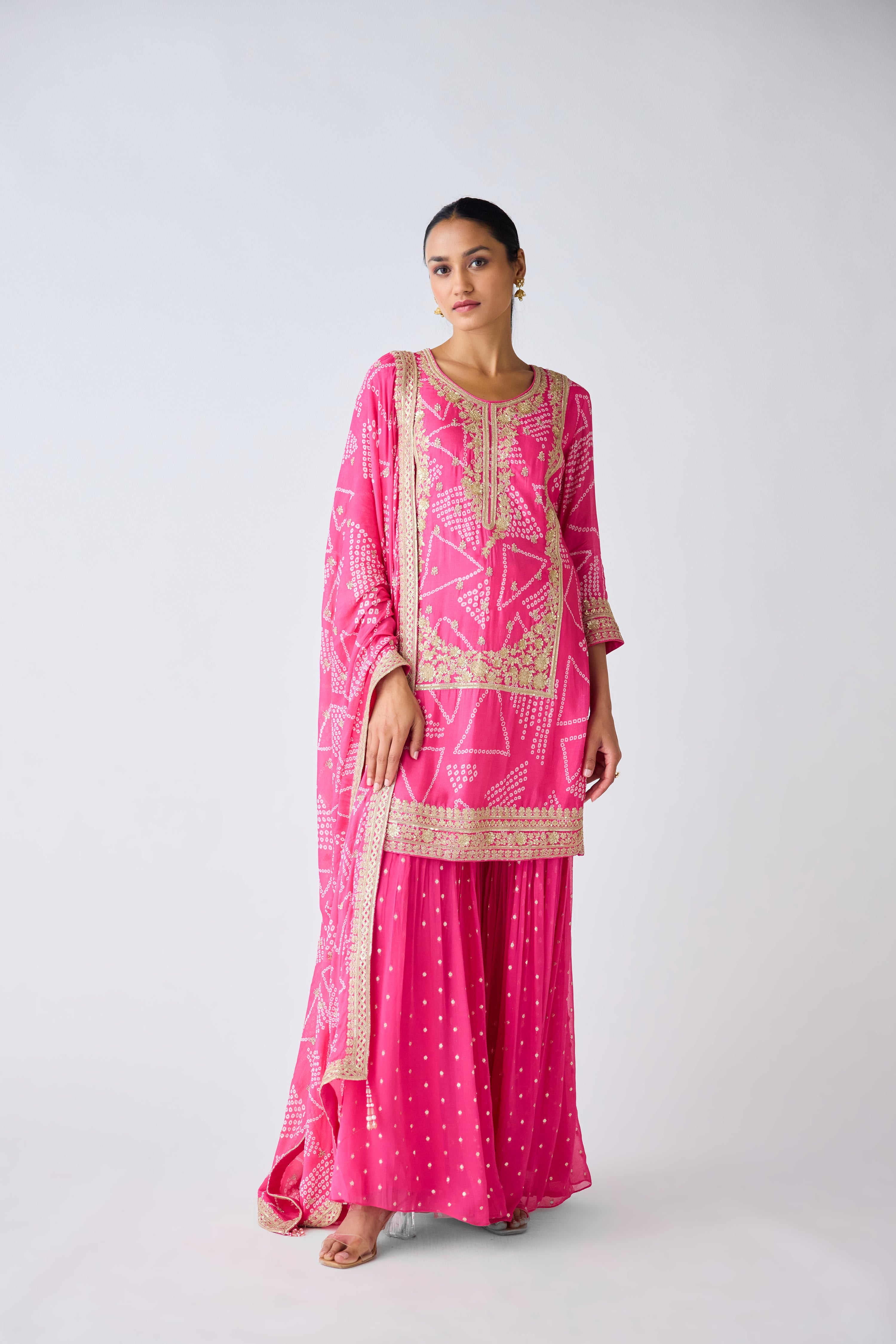 Rani Pink Embroidered Sharara Set