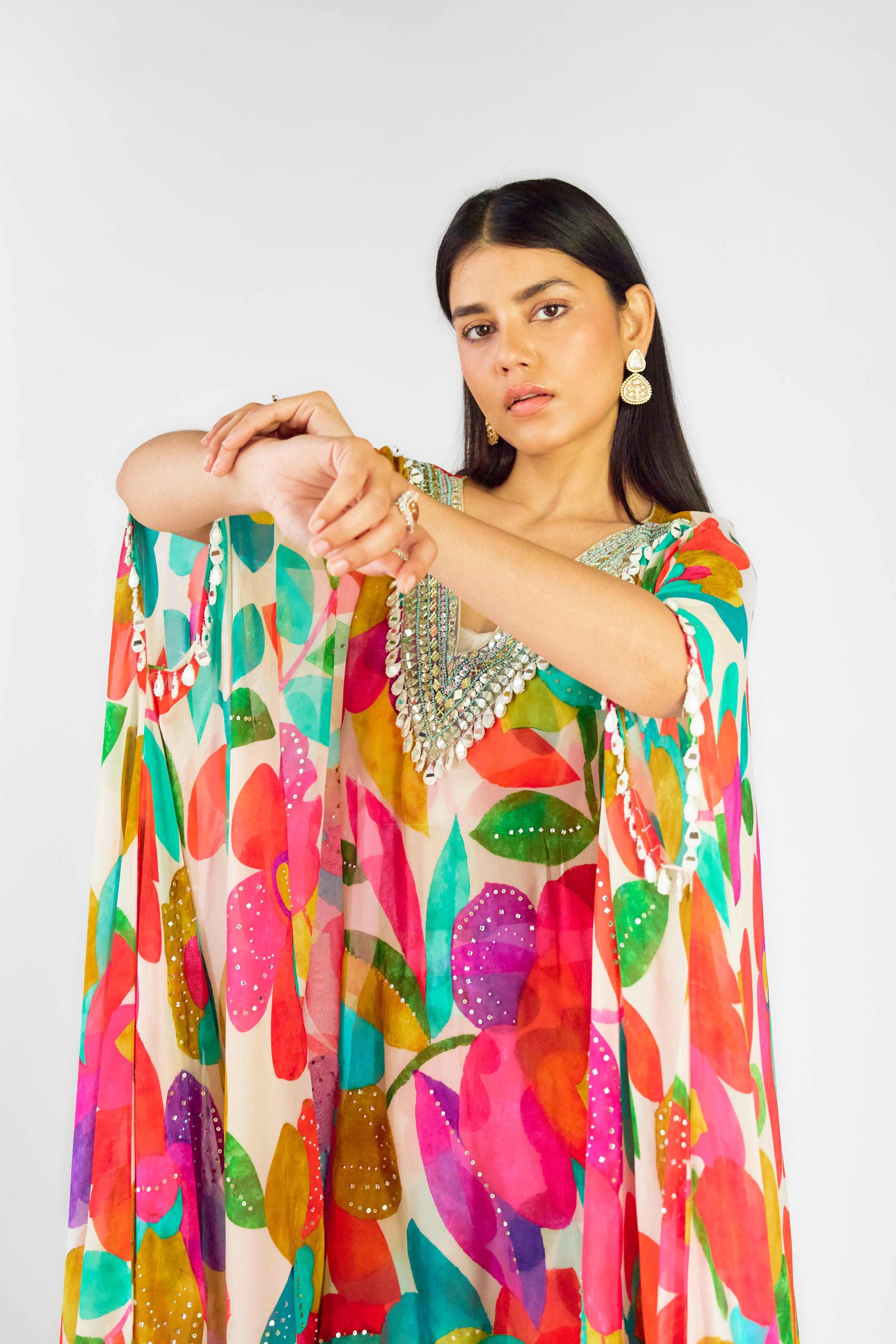 The Tangerine Mirage Sharara & Cape Set (Copy)  Mokshaa