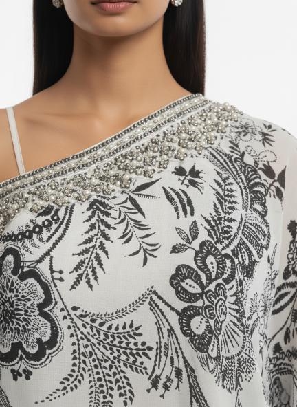 White Crepe Sharara Set