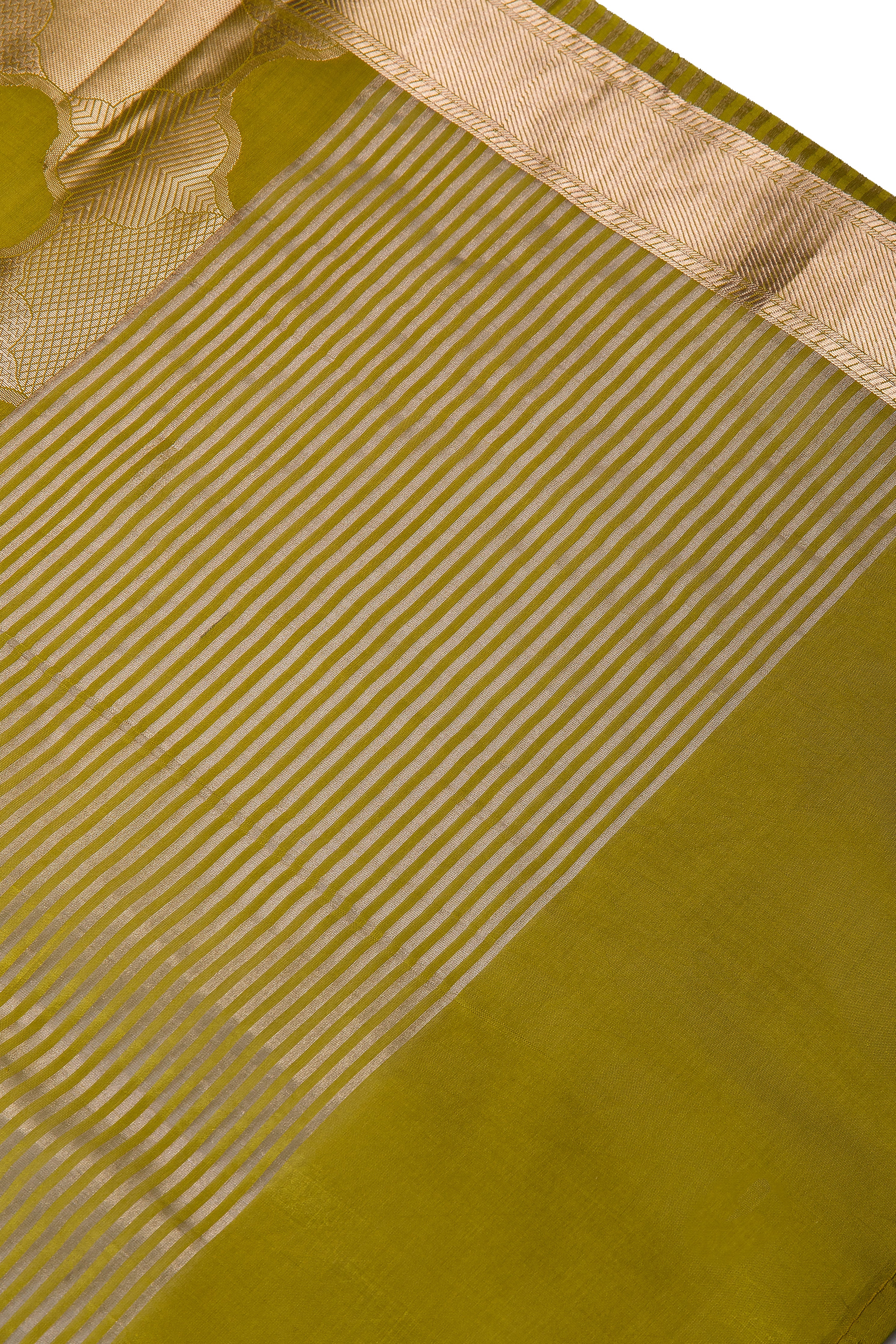 Lime Green Banaras Silk Saree - Mokshaa