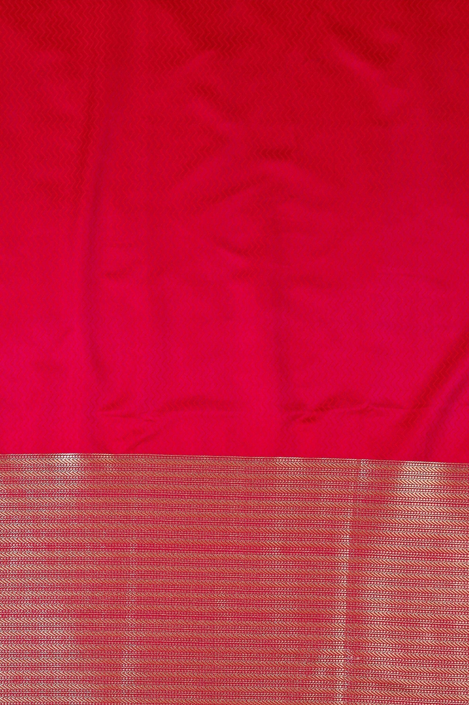 Coral Pink Banaras Silk Saree - Mokshaa