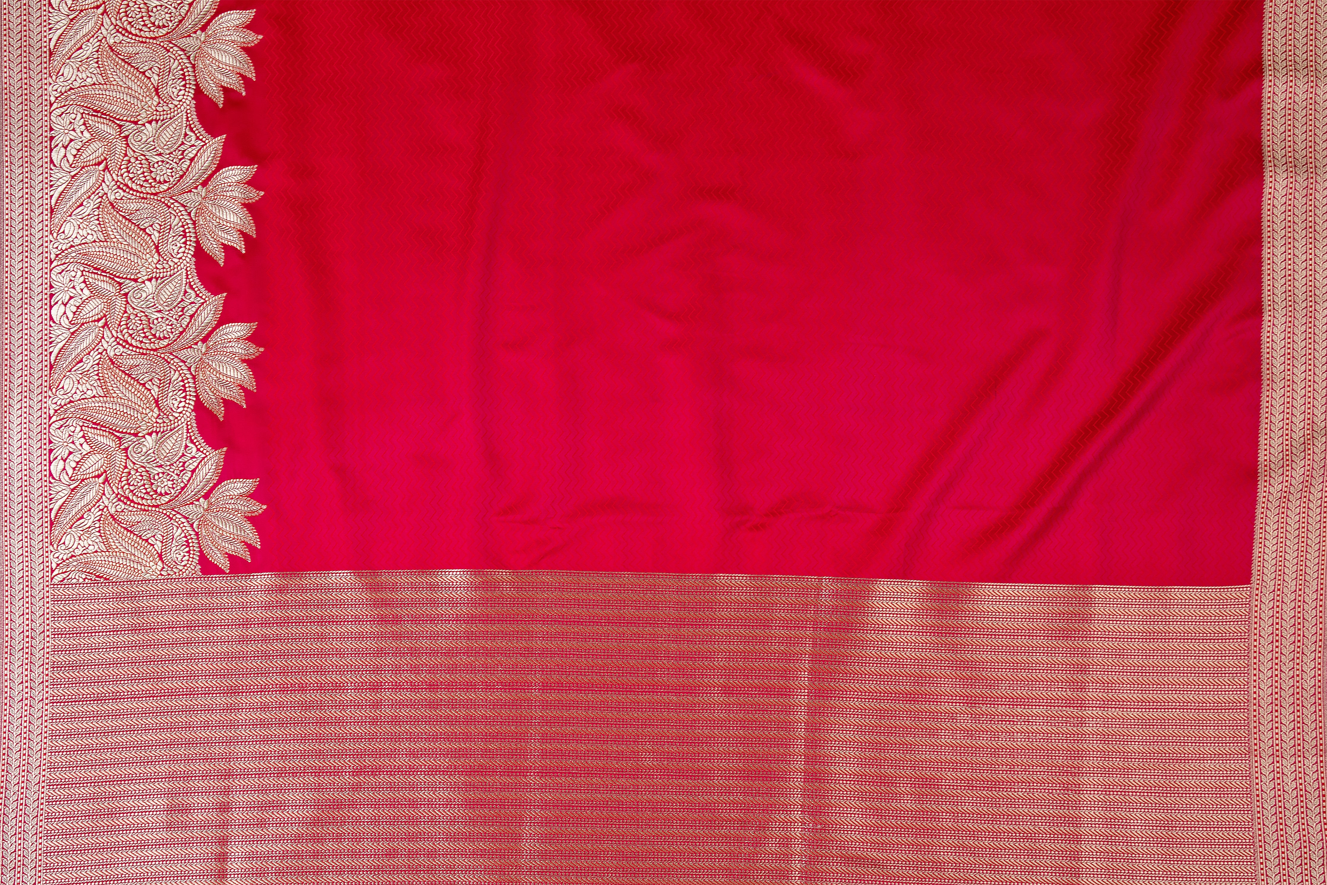 Coral Pink Banaras Silk Saree - Mokshaa