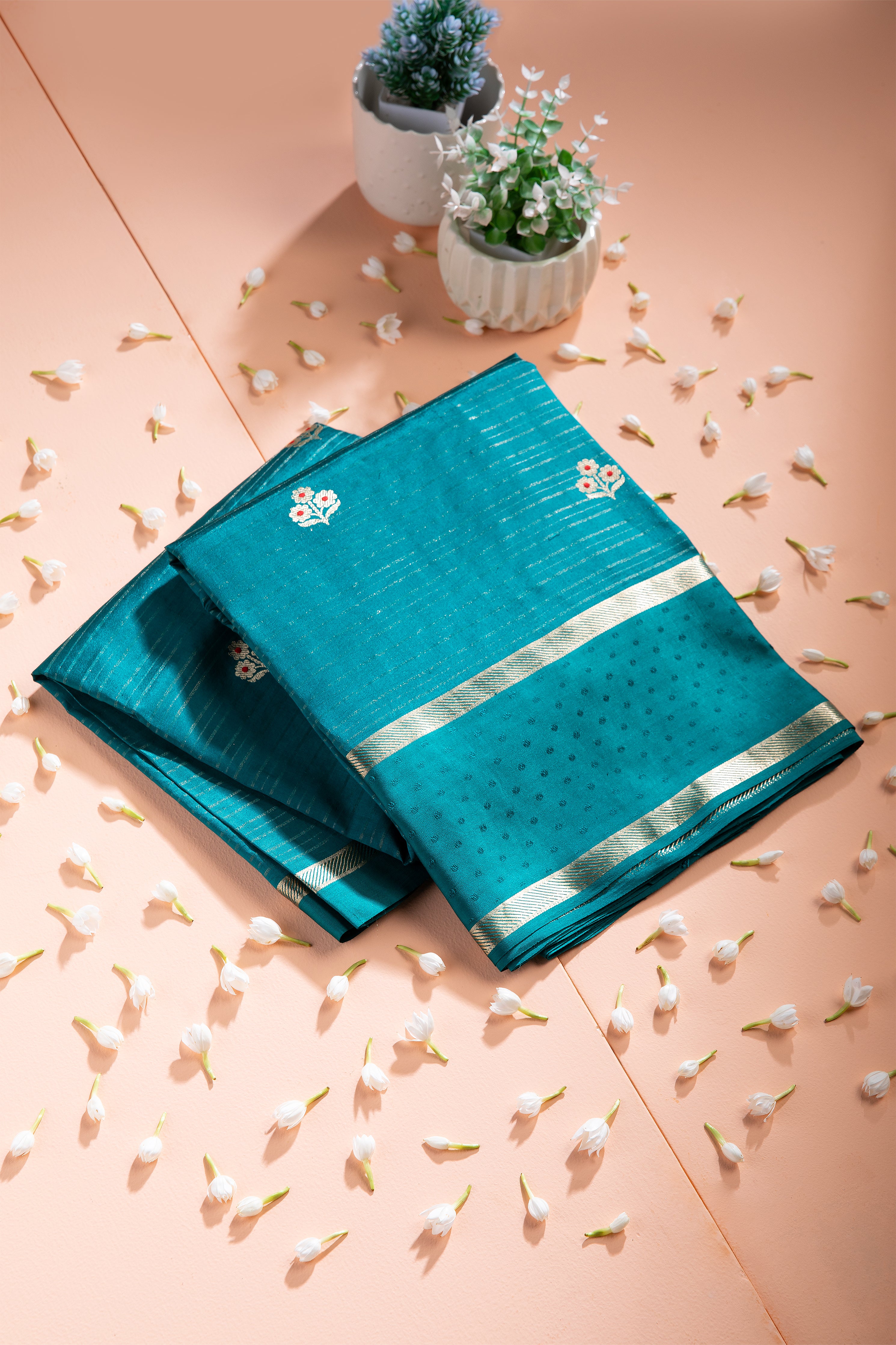 Emerald Green Banaras Silk Saree - Mokshaa