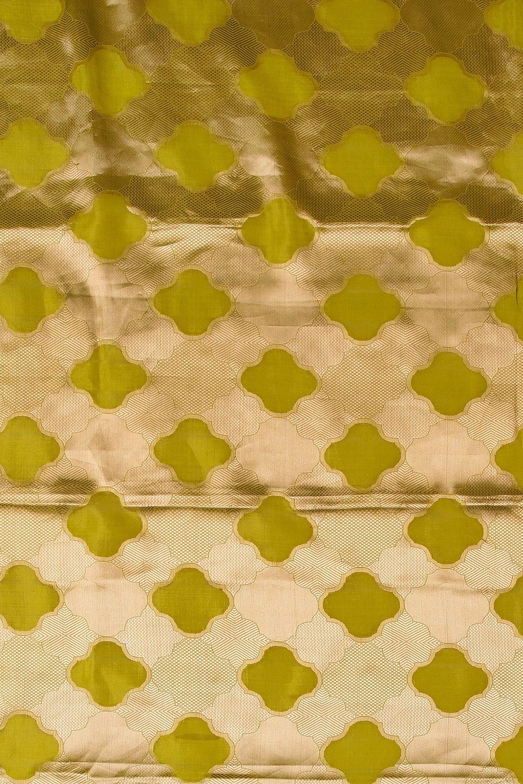 Lime Green Banaras Silk Saree - Mokshaa