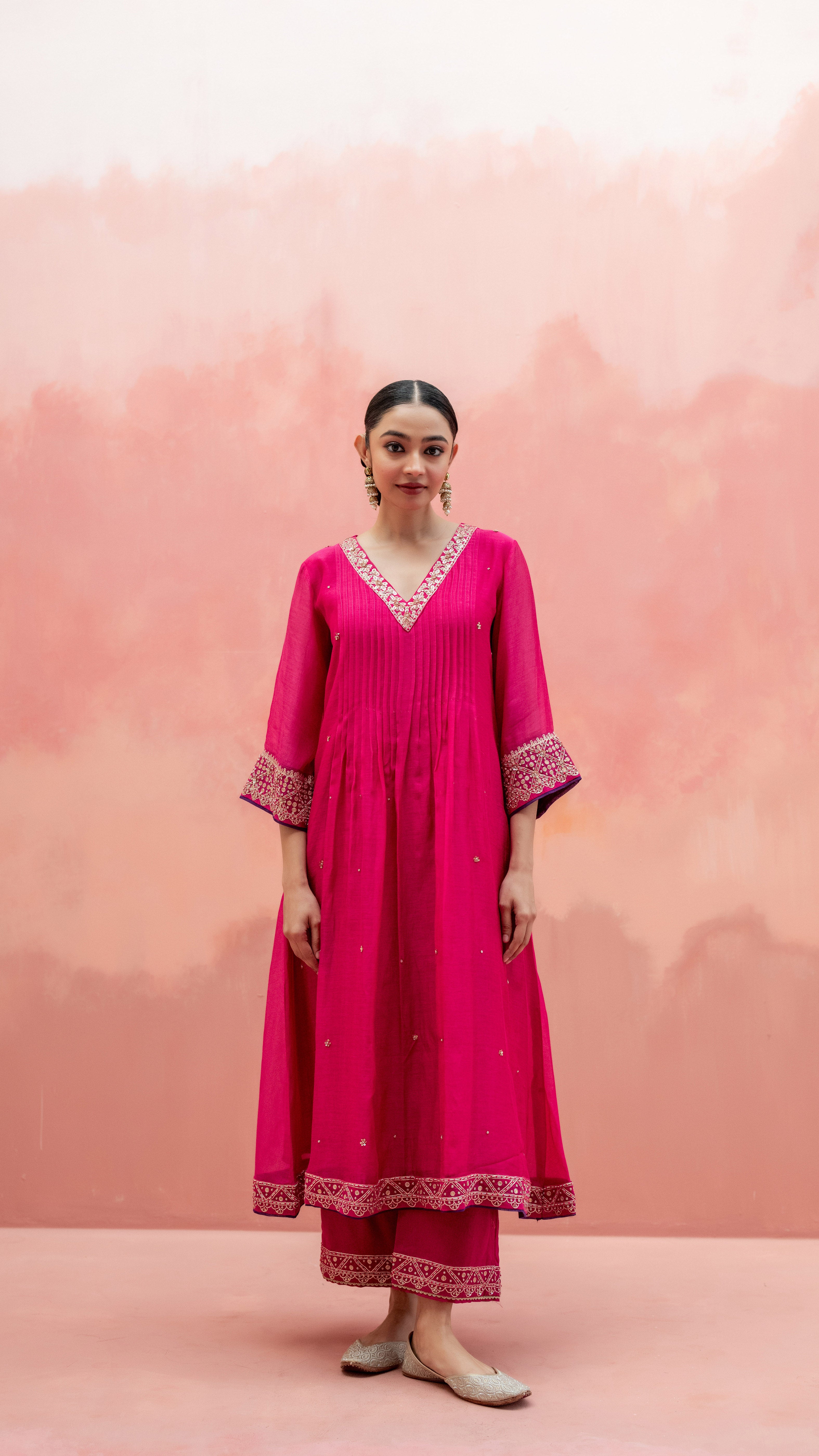 Rani Pink A-Line Kurta Set