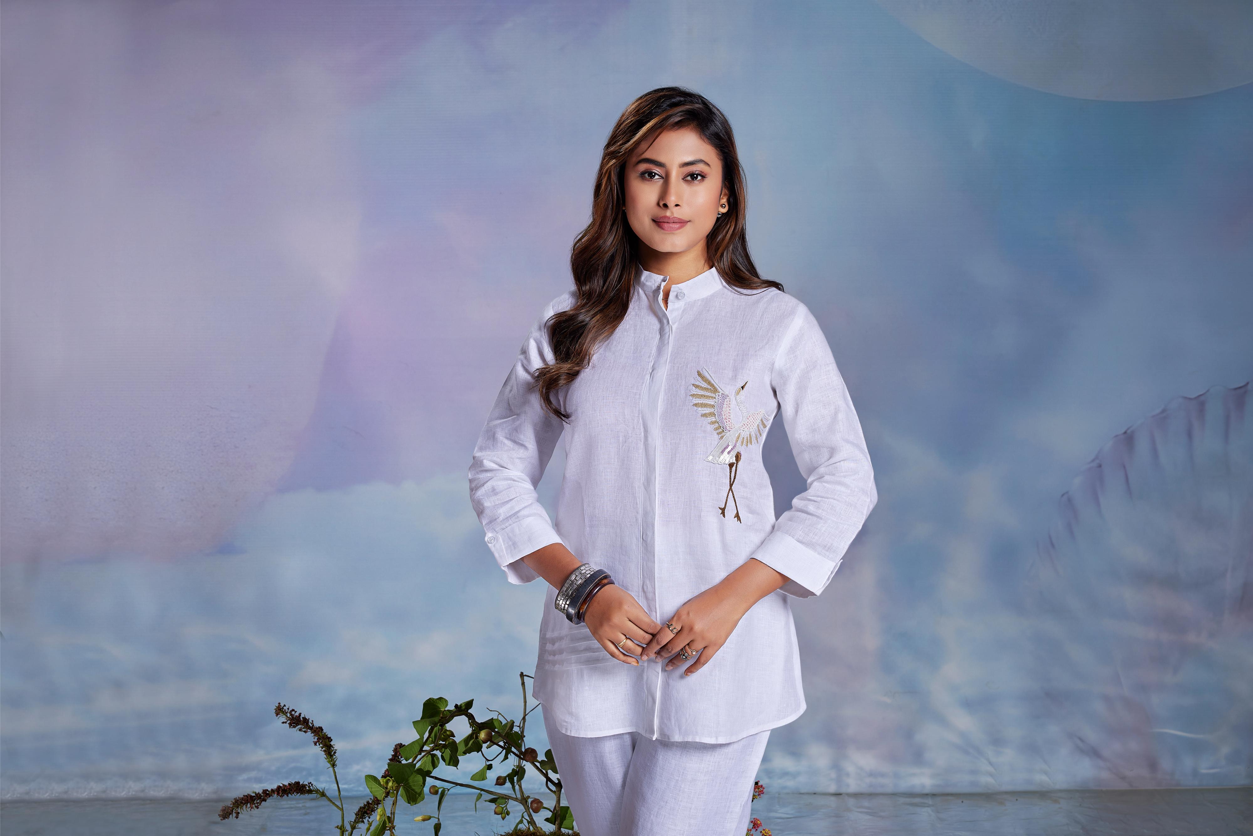 White Embroidered Linen Co-Ord Set