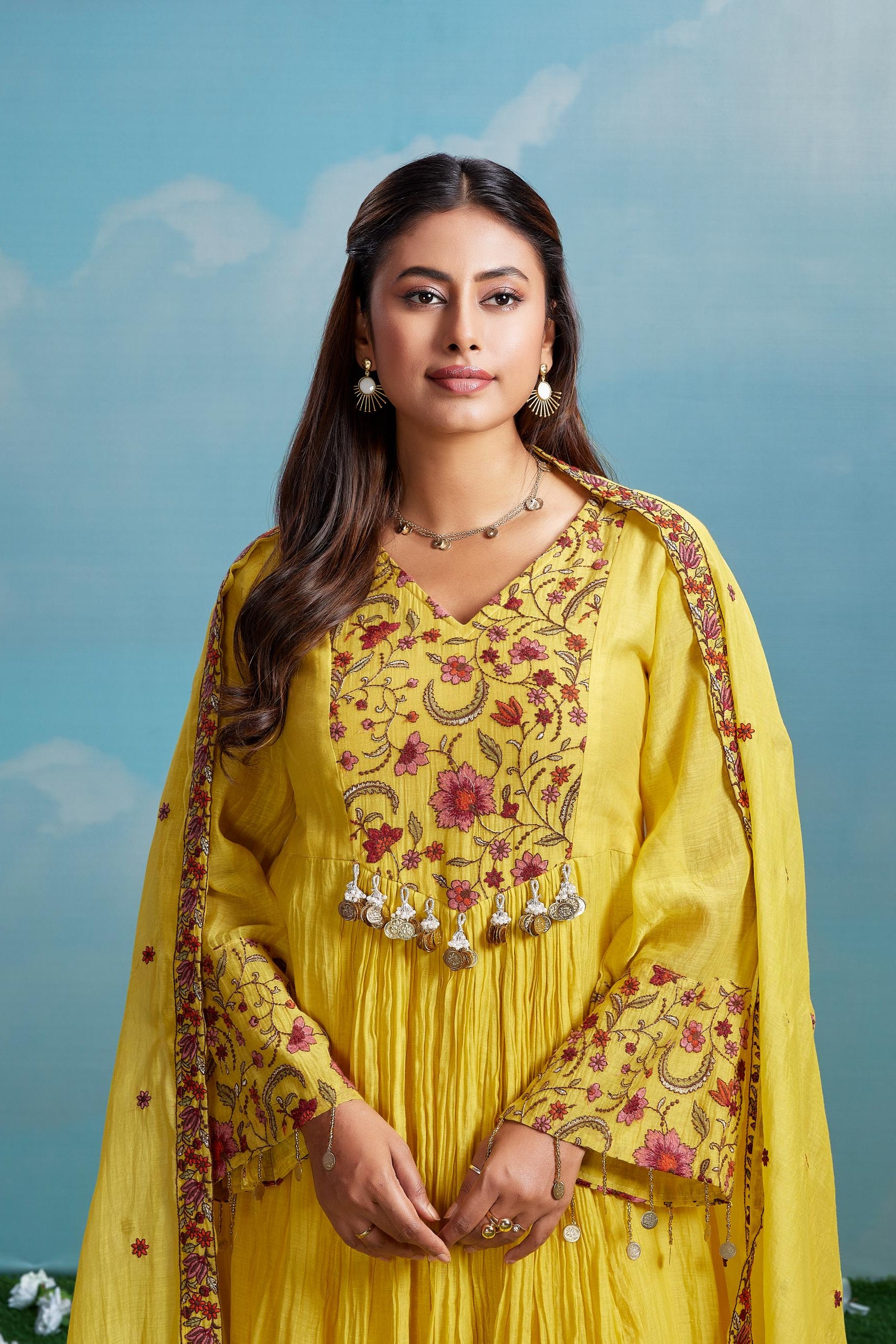 Sunshine Yellow Embroidered Anarkali Set